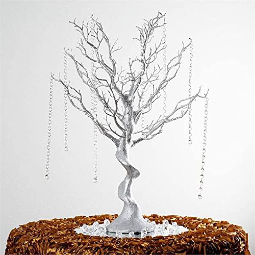 2 Pack Silver Manzanita Trees with Acrylic Garland Chains - 30