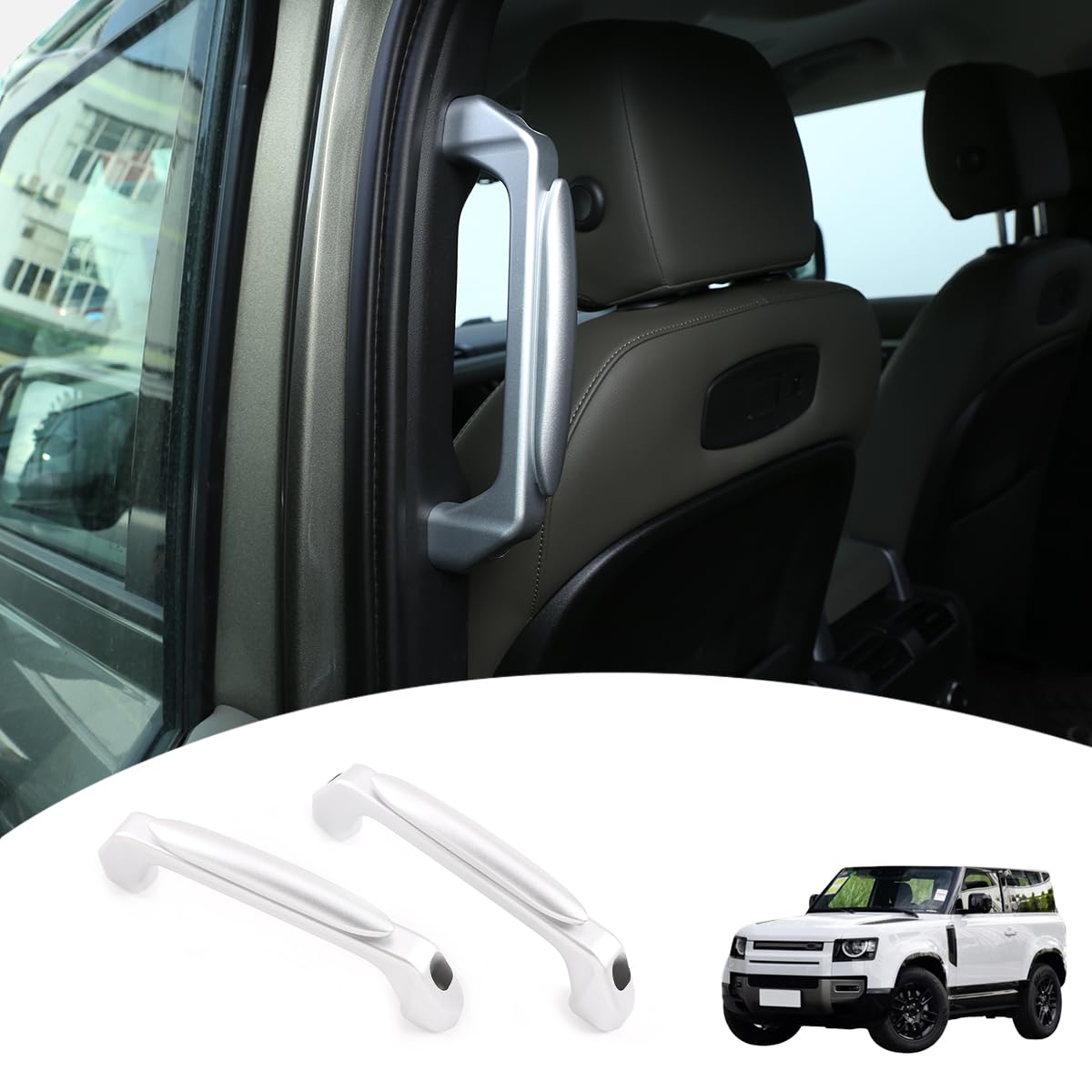 Premium Aluminum Alloy Car Interior Door Handle Trim Replacement for Land Rover Defender 110 (2020-2022 Models) - Durable Upgrade Accessory for Enhanced Interior Style & Protection | Perfect for Off-Road Adventures & Daily Commuting