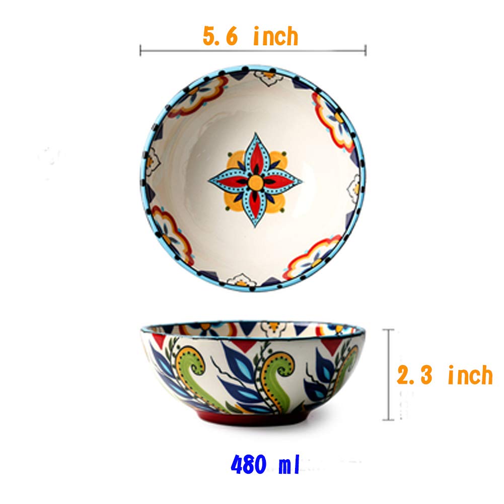 SCAU 4/5/6 Inch Porcelain Bowls Set of 3 - 16/10 Oz Ceramic Bowls for Cereal, Soup, Salad & Pasta - Durable Kitchen & Dining Tableware for Home, Restaurant & Party Use