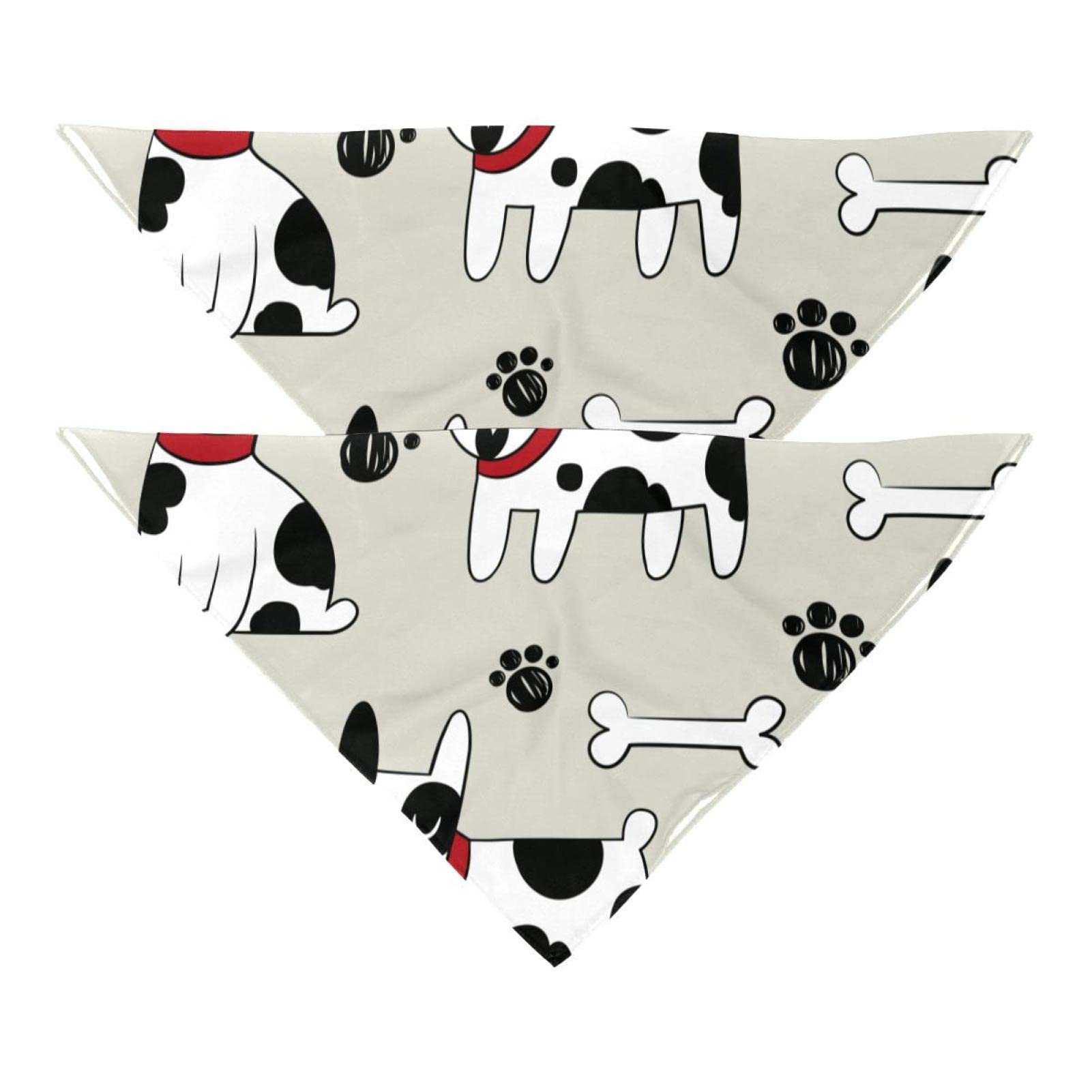 2 Pack Small Dog Bandanas - Adjustable Cooling Scarf Bibs for Small & Medium Dogs & Puppies - Durable Fabric with Unique Paw Print & Bone Designs - Perfect for Walks, Grooming & Pet Photos