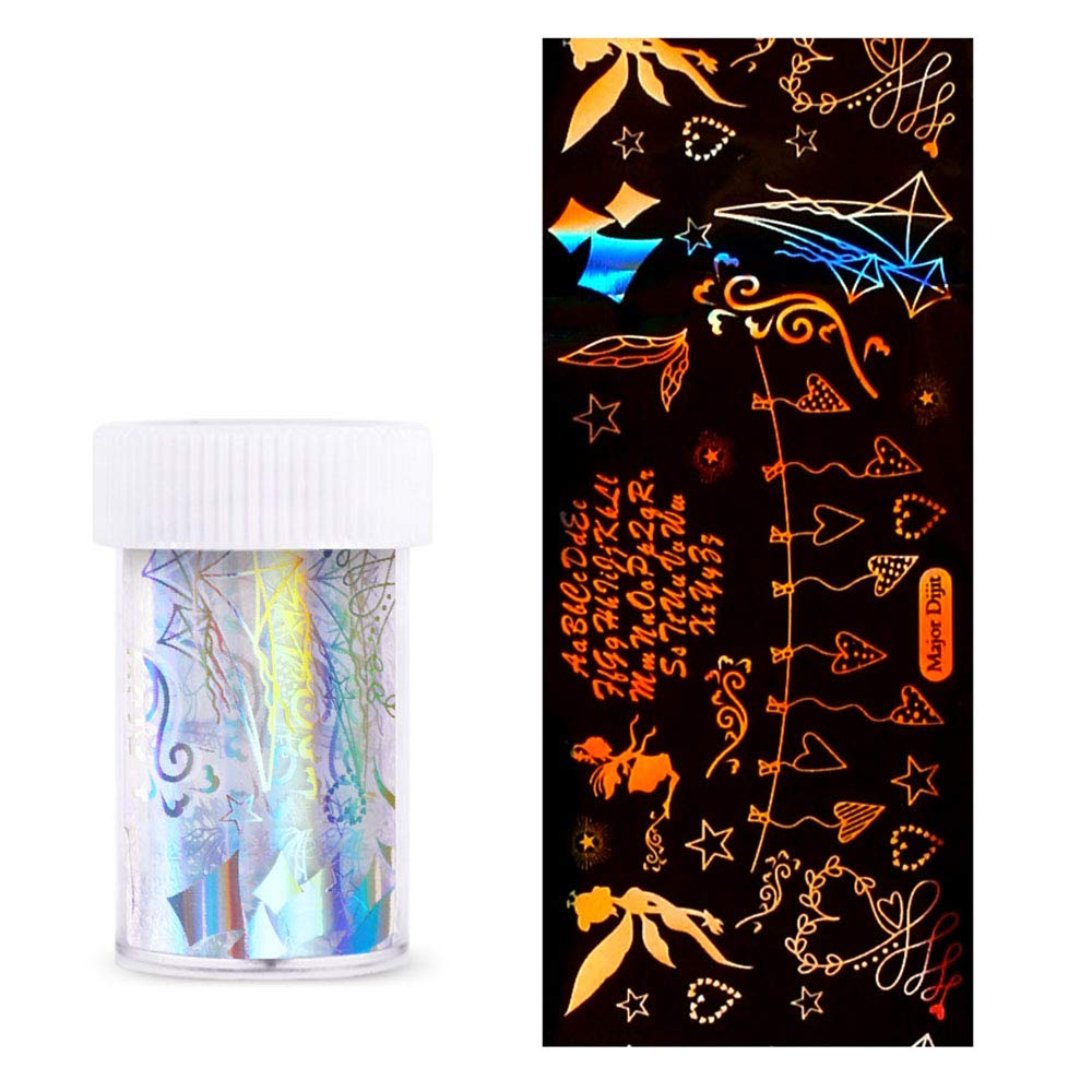 EXCLUZO 40-Pack 1000mm Smile Face Leaf Graffiti Glossy Nail Transfer Stickers - DIY Nail Art Decals for Salon, Home Manicure & Party Nail Designs