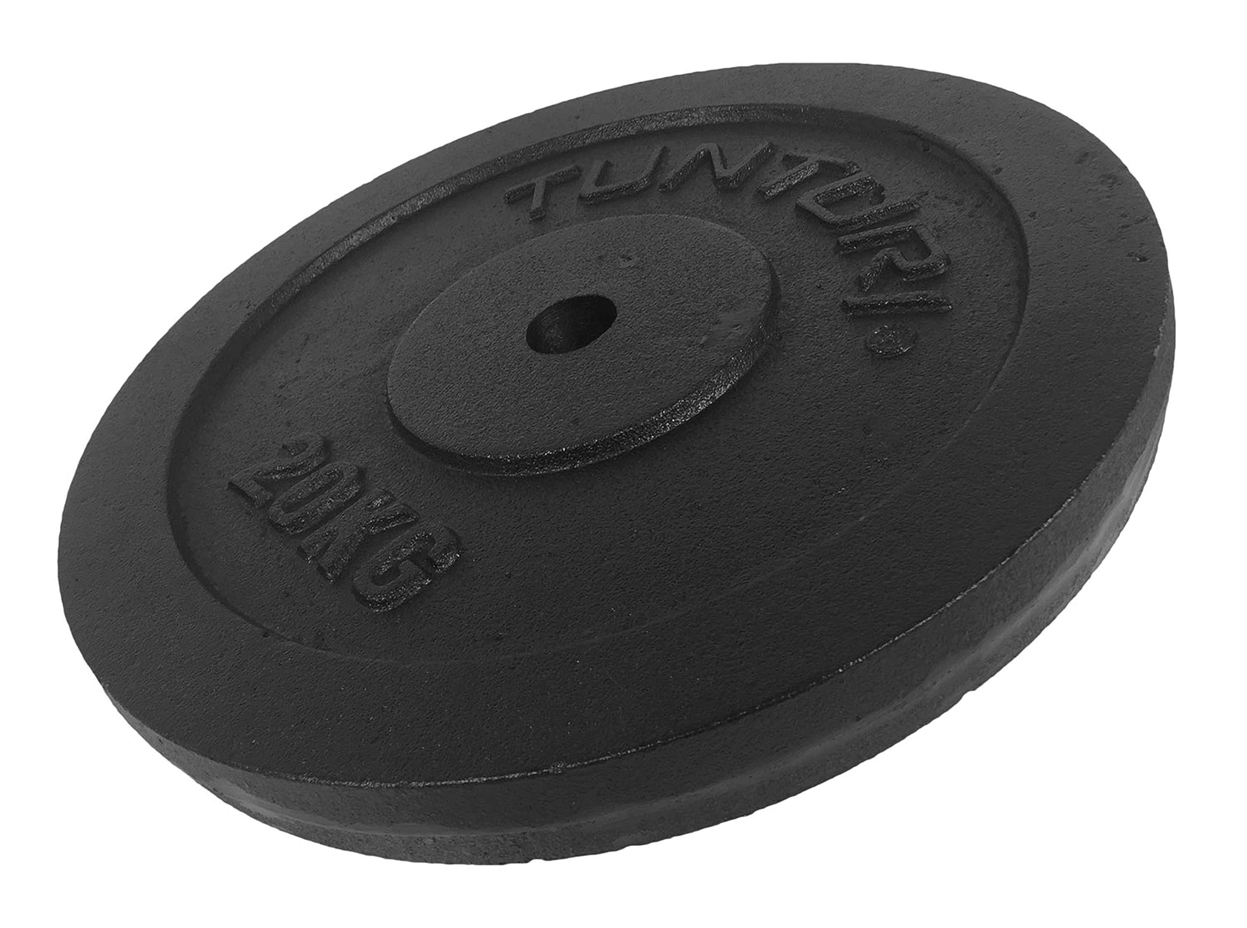 Tunturi 20kg Cast Iron Weight Plate - Unisex Black Single Plate for Home Gym & Strength Training