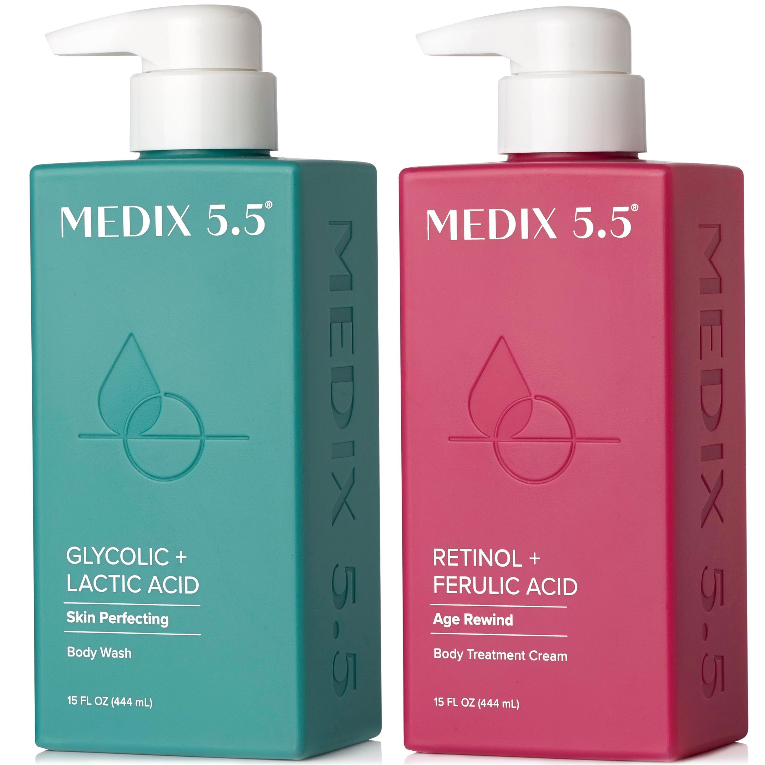 MEDIX 5.5 Exfoliating AHA Glycolic Acid Face & Body Scrub with Retinol Moisturizing Cream | Glycolic Acid & Lactic Acid Foaming Wash for Smooth Skin | 2-Piece Skincare Set for Acne, Dark Spots & Dry Skin - Perfect for Daily Exfoliation & Hydration