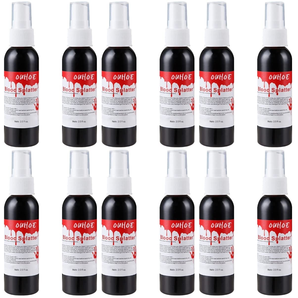 FRCOLOR 12 PCS Halloween Fake Blood for Costumes - Realistic Zombie Makeup FX Blood for Halloween Scary Makeup & Cosplay - Perfect for Horror Parties, Haunted Houses & Theatrical Effects