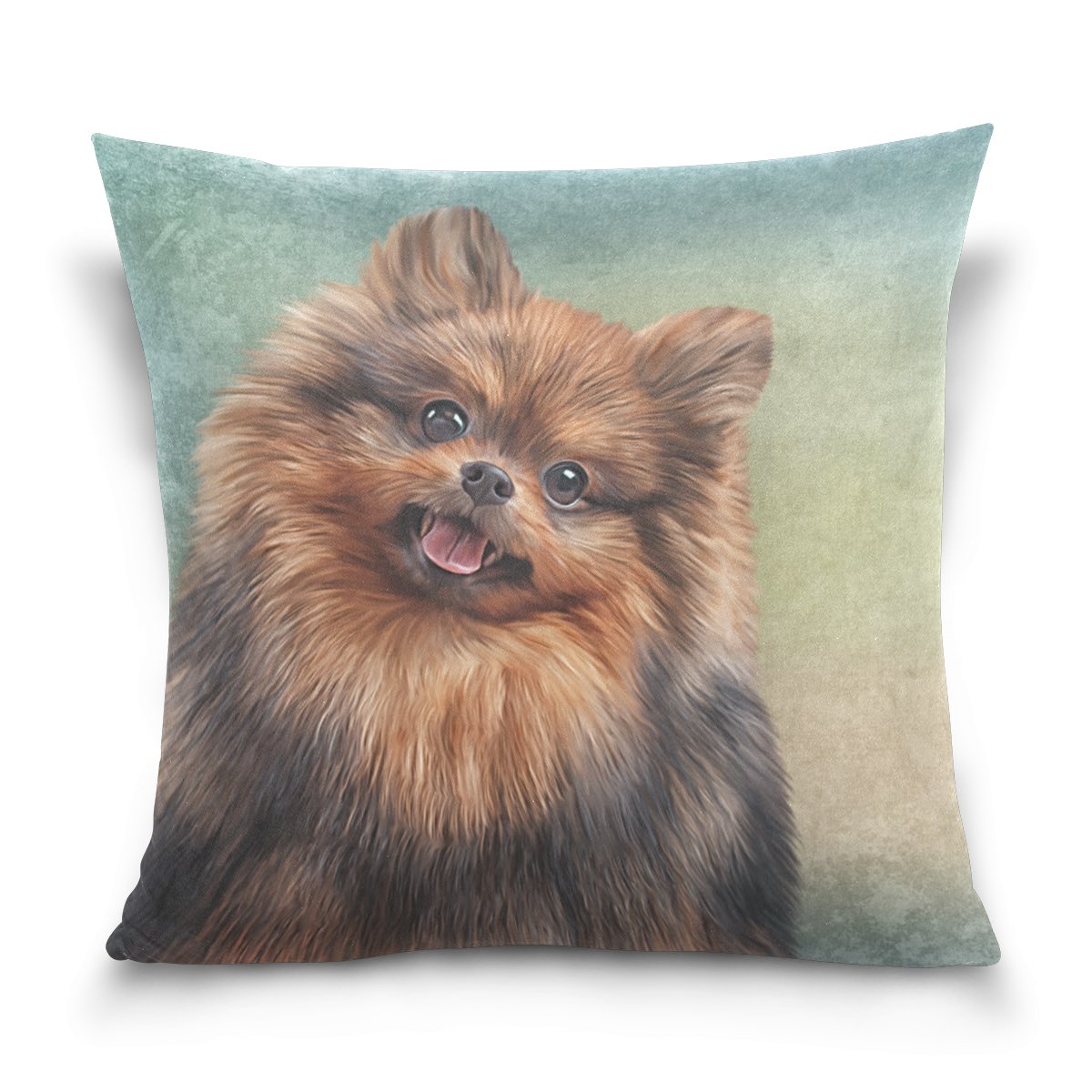 German Shepherd Pomeranian Velvet Plush Throw Pillow Cover 18x18 Inch - Soft Floral Dog Pattern Cushion Case with Hidden Zipper for Sofa, Couch, Bed - Perfect for Living Room Decor, Pet Lover Gift, Cozy Home Accessories