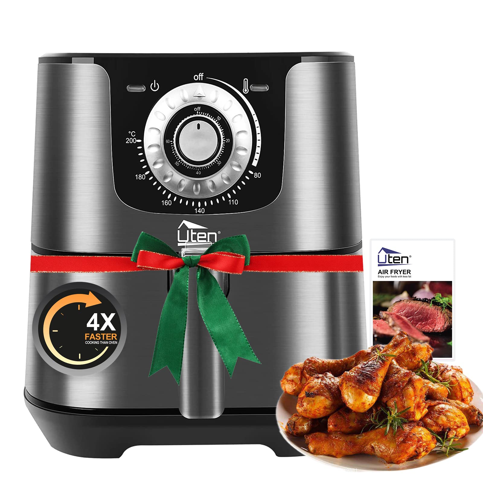 5.8 Quart Air Fryer 1700W - Oil Free Cooker with Non-Stick Basket, Timer & Temperature Control - Perfect for Healthy Frying, Roasting, Baking & Reheating - Ideal for Family Meals, Parties & Quick Snacks