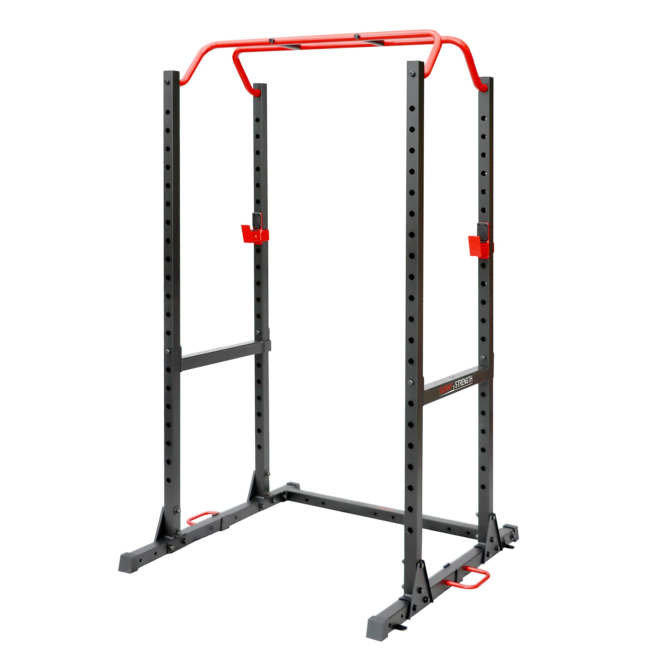 Sunny Health & Fitness Power Cage & Squat Rack - Heavy Duty 1000lb Capacity with J-Hooks, Adjustable Pull-Up Bar, Weight Plate Storage & Resistance Band Posts | Home Gym Strength Training Equipment for Weightlifting, CrossFit & Bodybuilding