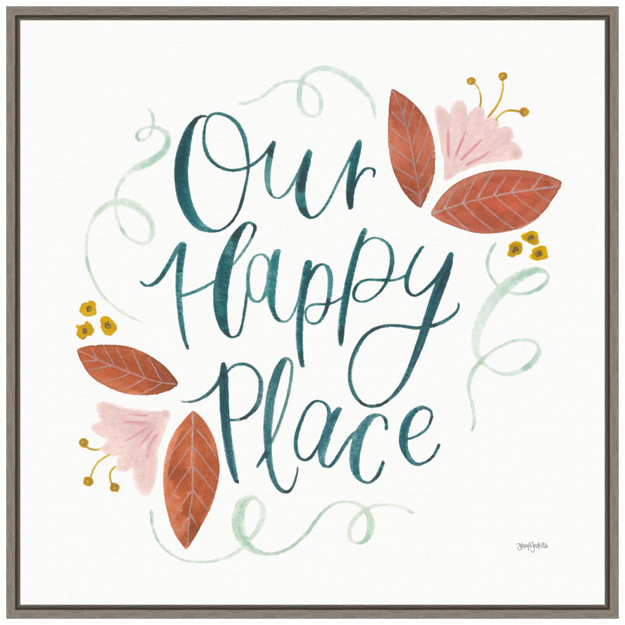 Amanti Art Framed Canvas Wall Art Print 'Home Sweet Home II' by Jenaya Jackson - 22x22 Inches, Sylvie Greywash Frame - Perfect for Living Room, Bedroom & Office Decor