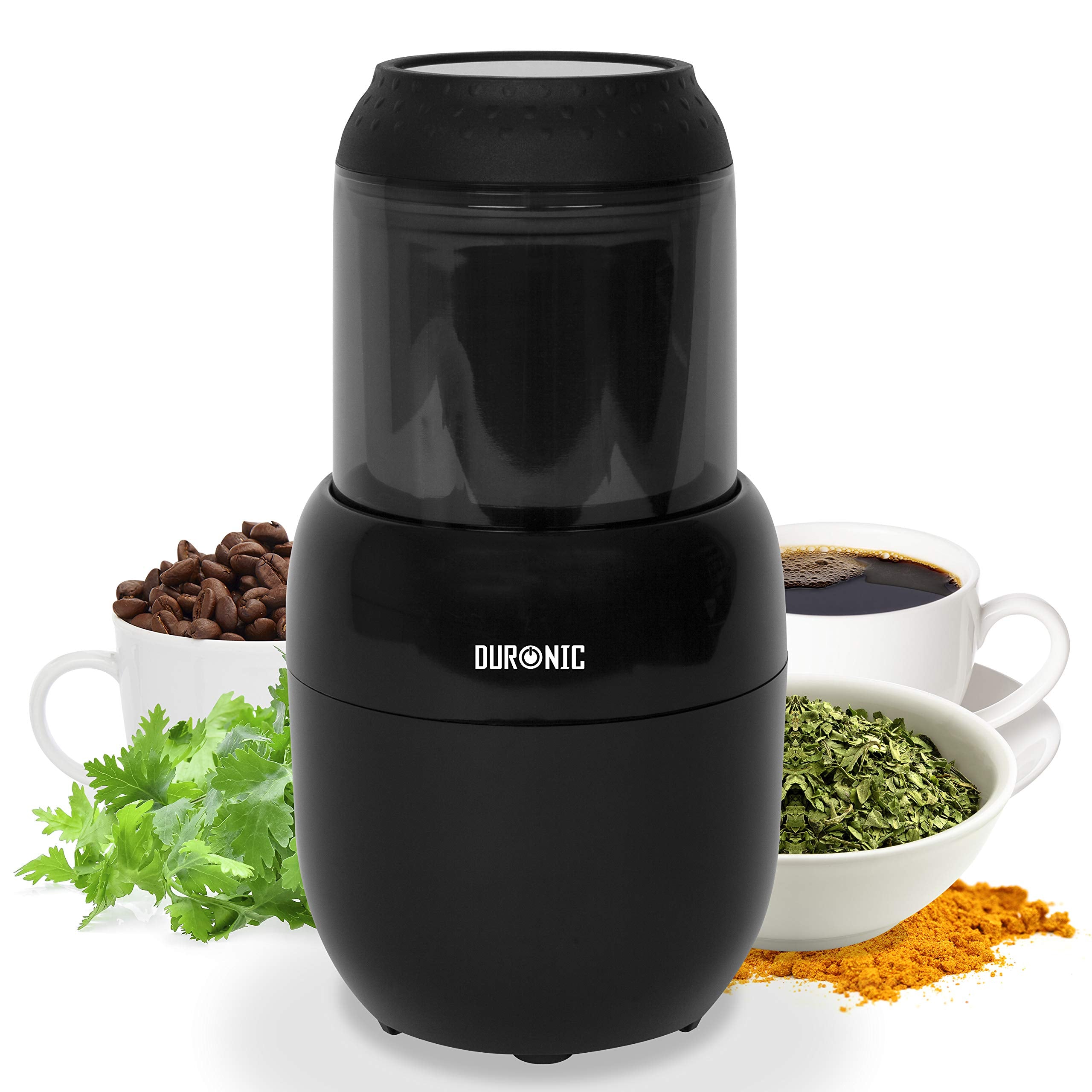 Duronic CG300 Electric Spice Grinder Mill - 300W Stainless Steel Blade for Coffee Beans, Herbs, Nuts & Seeds | Mini Food Chopper & Blender for Wet/Dry Ingredients | Perfect for Kitchen, Baking & Smoothie Making