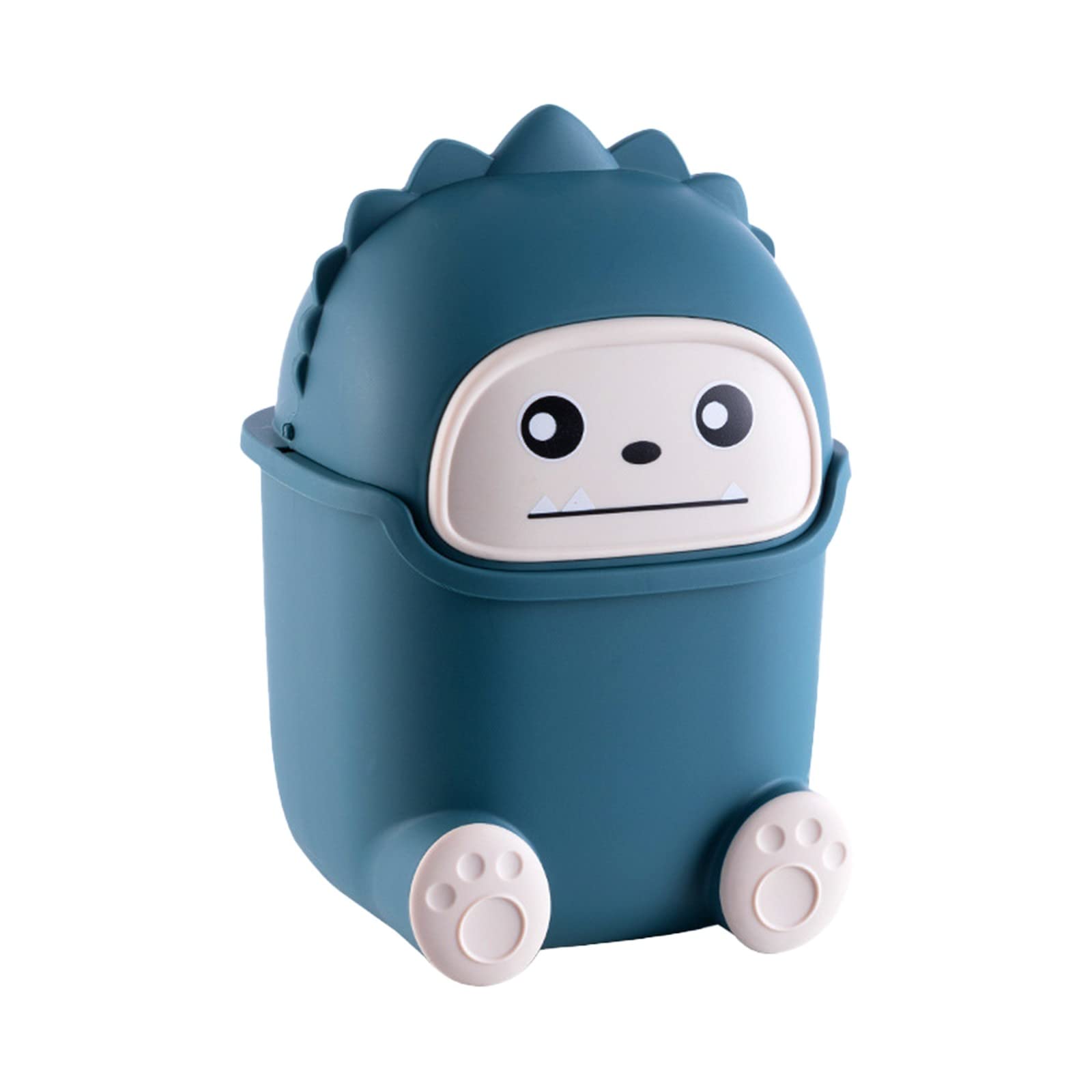 Cartoon Little Dinosaur Desktop Trash Can - Cute Office & Home Mini Waste Bin for Desk, Study, Kids Room - Clamshell Design Storage Bucket (Blue, One Size) - Perfect for Office Cleaning Supplies, School Supplies & Home Organization