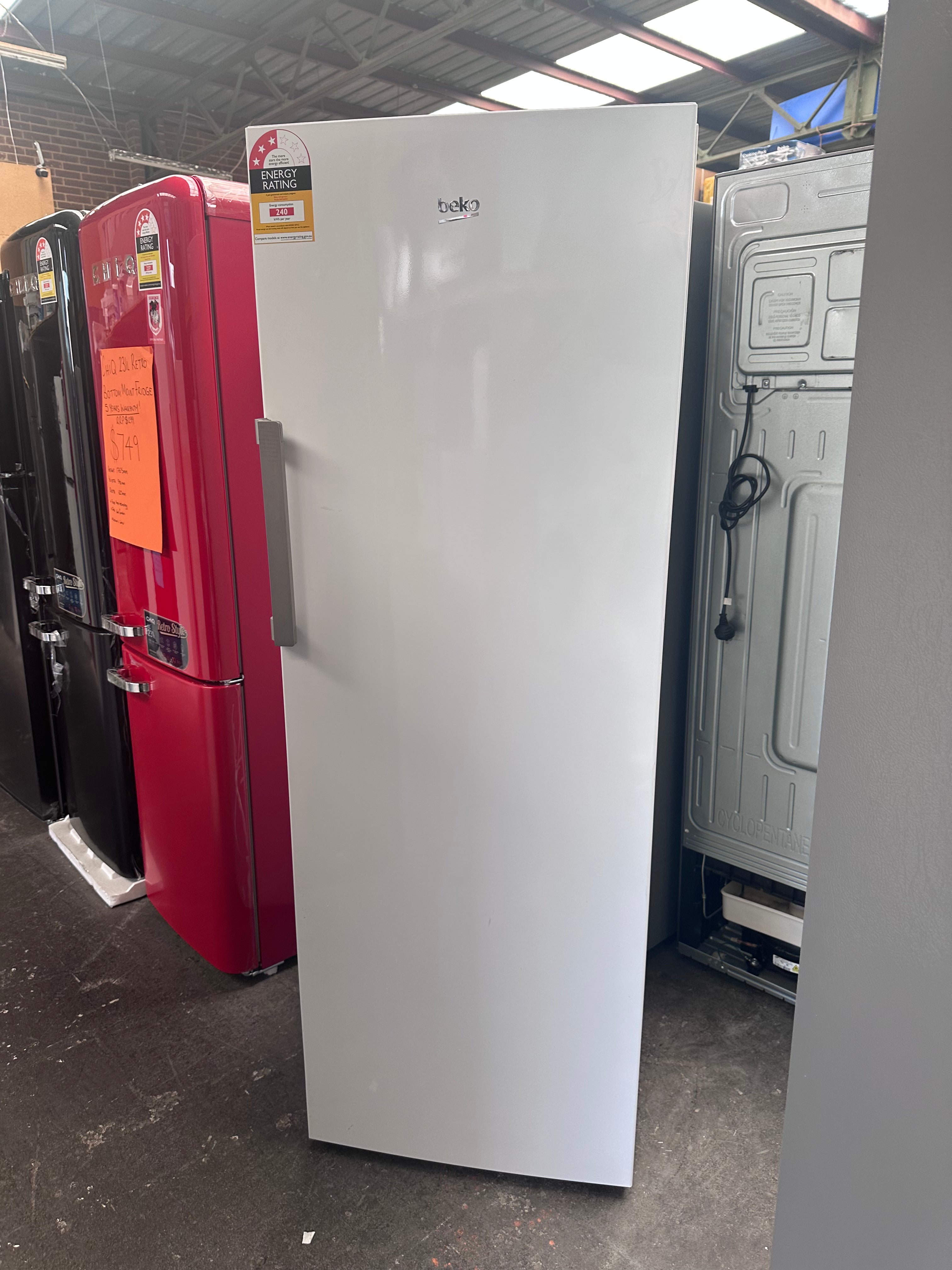 Beko 351L BAF369W Upright All Fridge - Energy Efficient Large Capacity Refrigerator for Home & Restaurant Use [Factory Second]