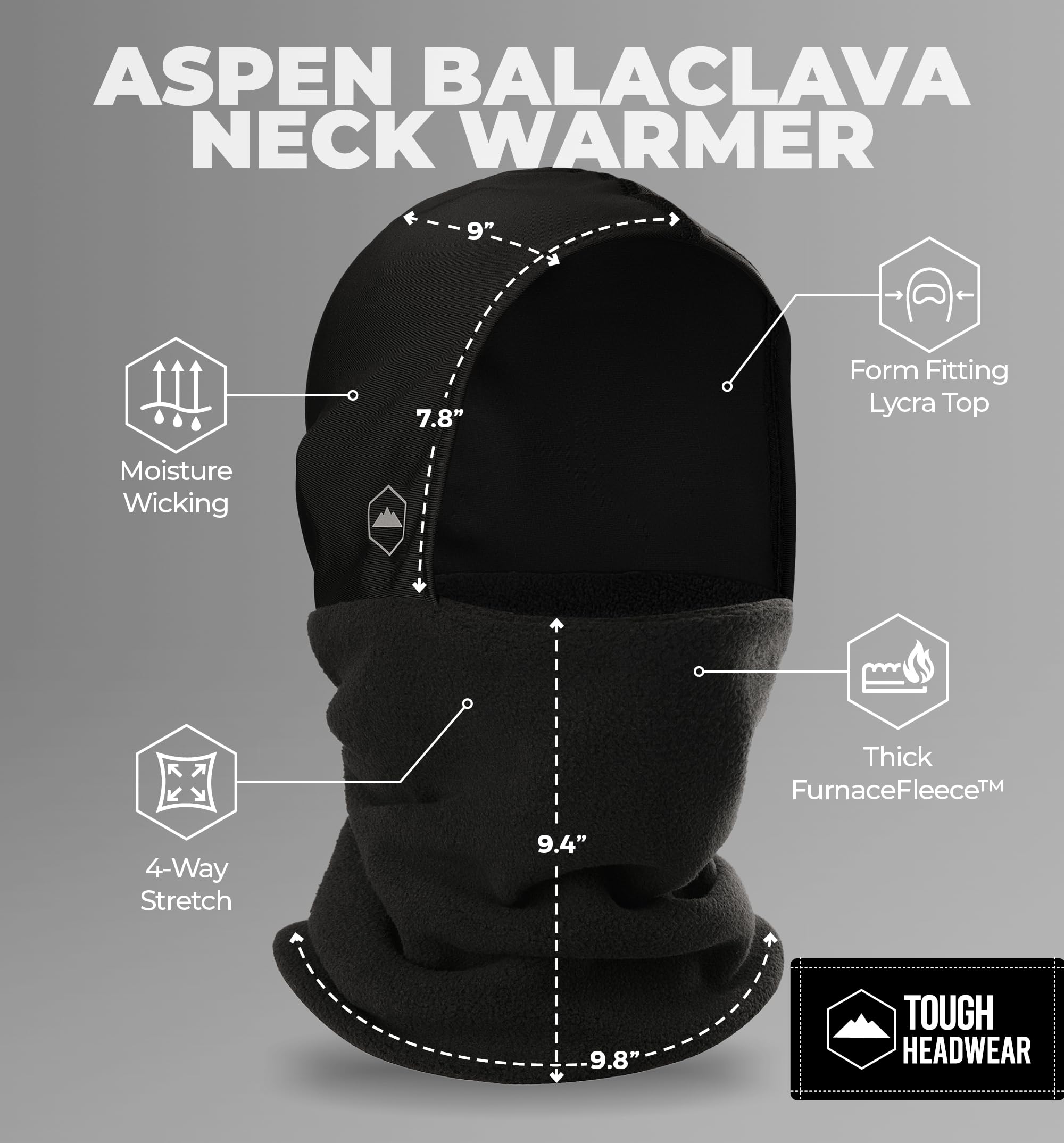 Winter Neck Warmer Fleece Balaclava - Unisex Ski Mask & Cold Weather Face Cover for Men & Women - Motorcycle Helmet Liner for Snowboarding, Skiing, Cycling & Outdoor Activities