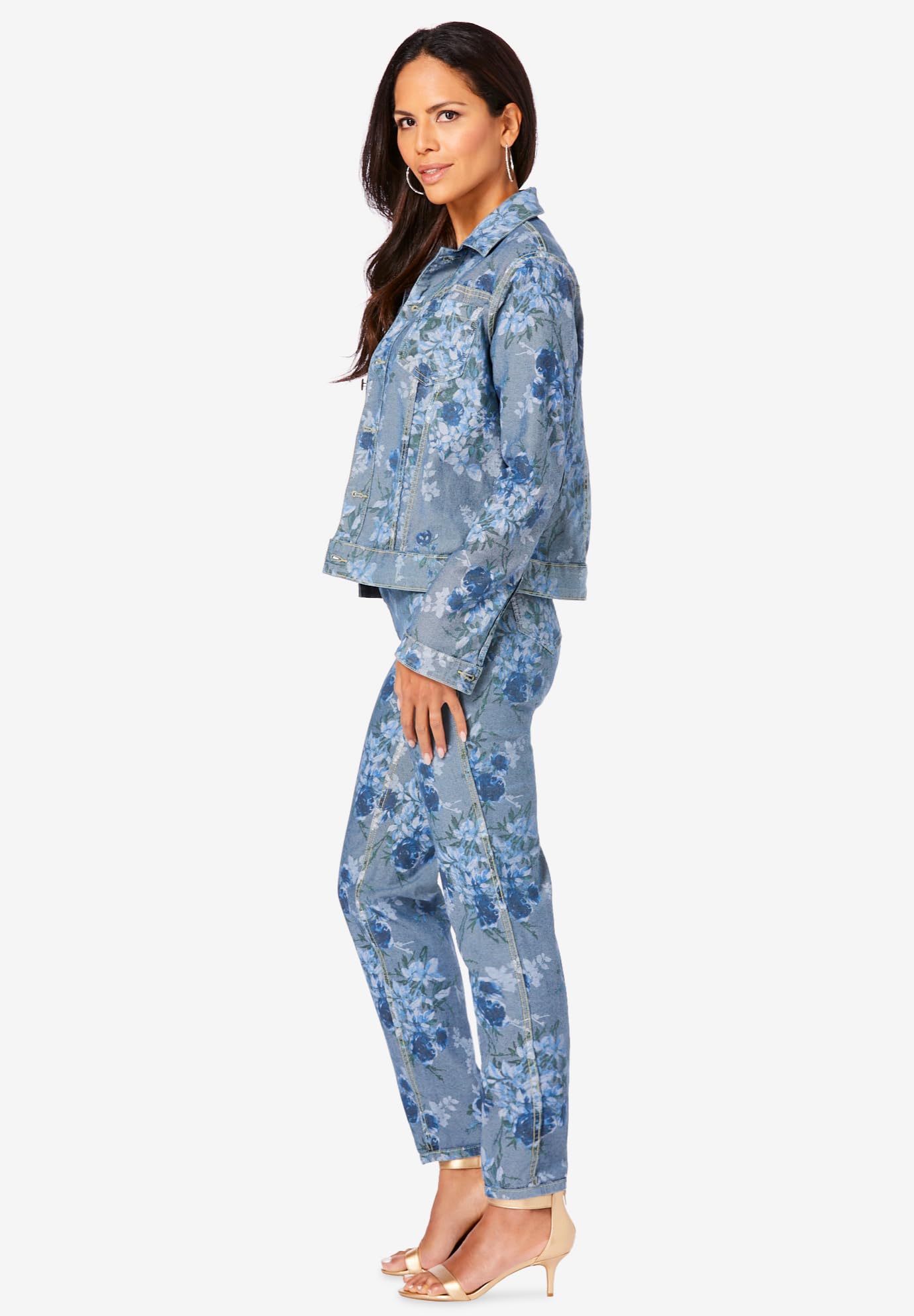 Roaman's Women's Plus Size Reversible Stretch Denim Jacket - Comfortable & Stylish for Casual Outings, Work & Travel
