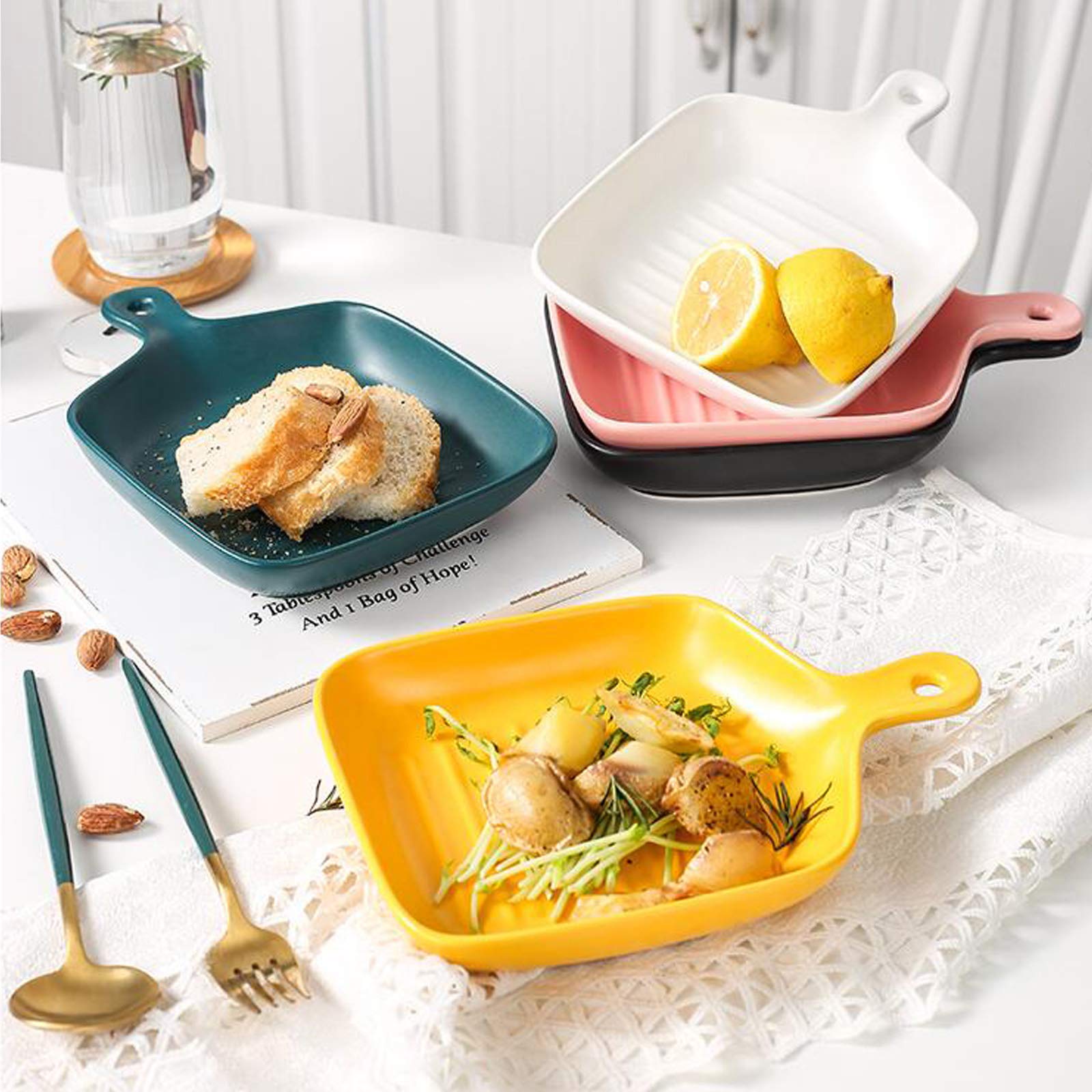 Nordic Style Ceramic Plates Set of 2 - Modern Western Dinnerware for Breakfast, Snacks & Home Decor | Elegant Dish Set for Dining, Entertaining & Kitchen Decor