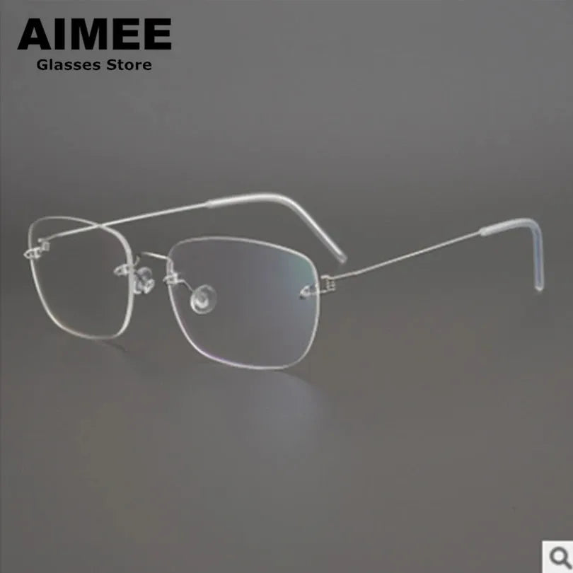 Aimee Women's Rimless Square Titanium Eyeglasses 842100 - Lightweight & Durable Titanium Frame for Work, Reading & Fashion