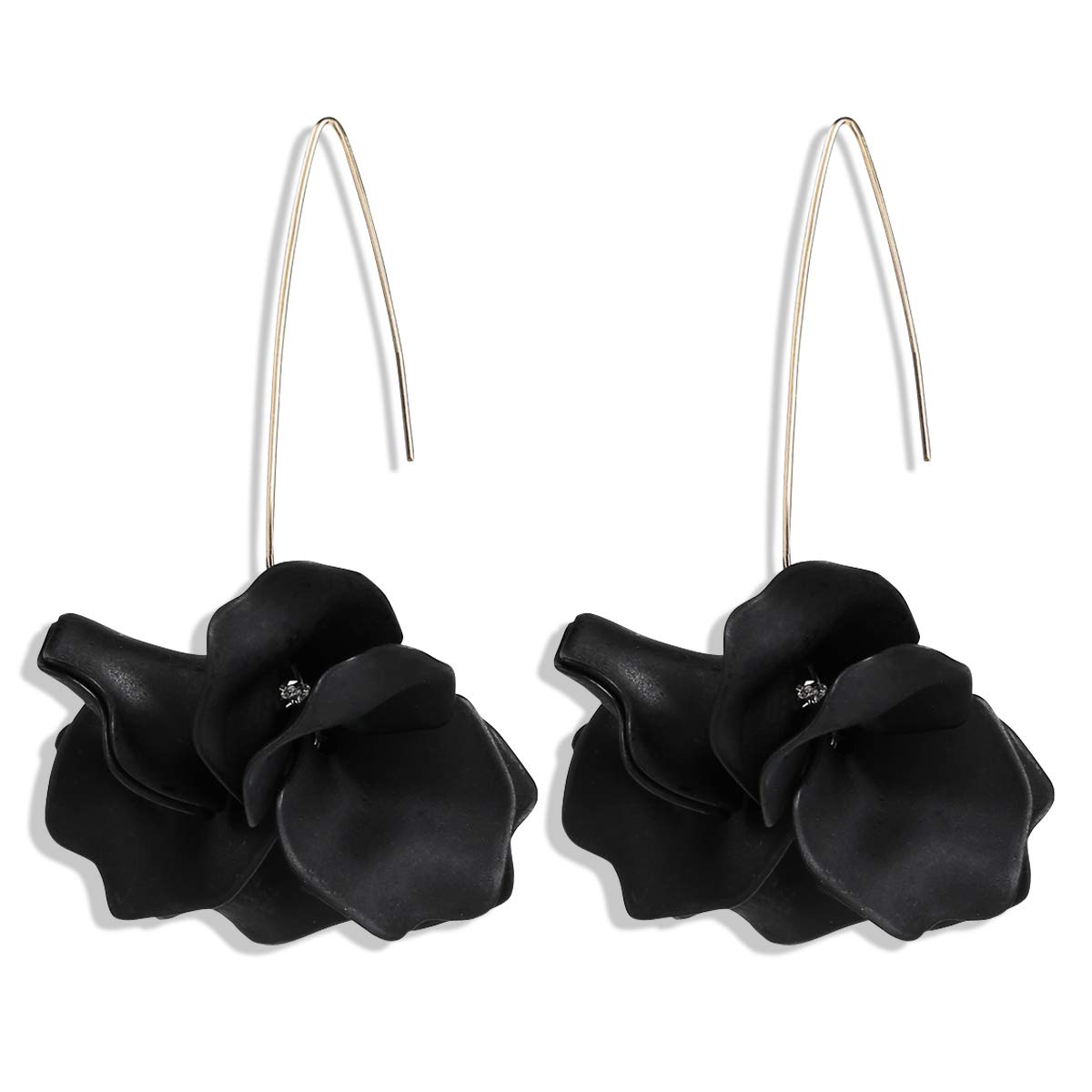 Boho Summer Rose Resin Petal Drop Earrings for Women - Floral Acrylic Dangle Hoop Earrings | Perfect for Beach Weddings, Date Nights & Boho Fashion Accessories