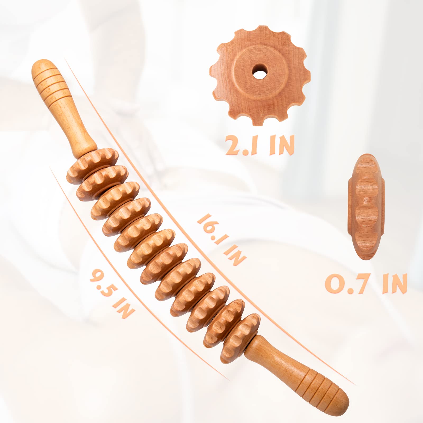 **Wooden Therapy Massage Roller for Lymphatic Drainage & Cellulite Reduction - Curved Muscle Roller Stick for Waist, Thigh & Stomach Massage - Relaxation & Pain Relief (Includes White Box) - Perfect for Post-Workout Recovery & Home Spa**
