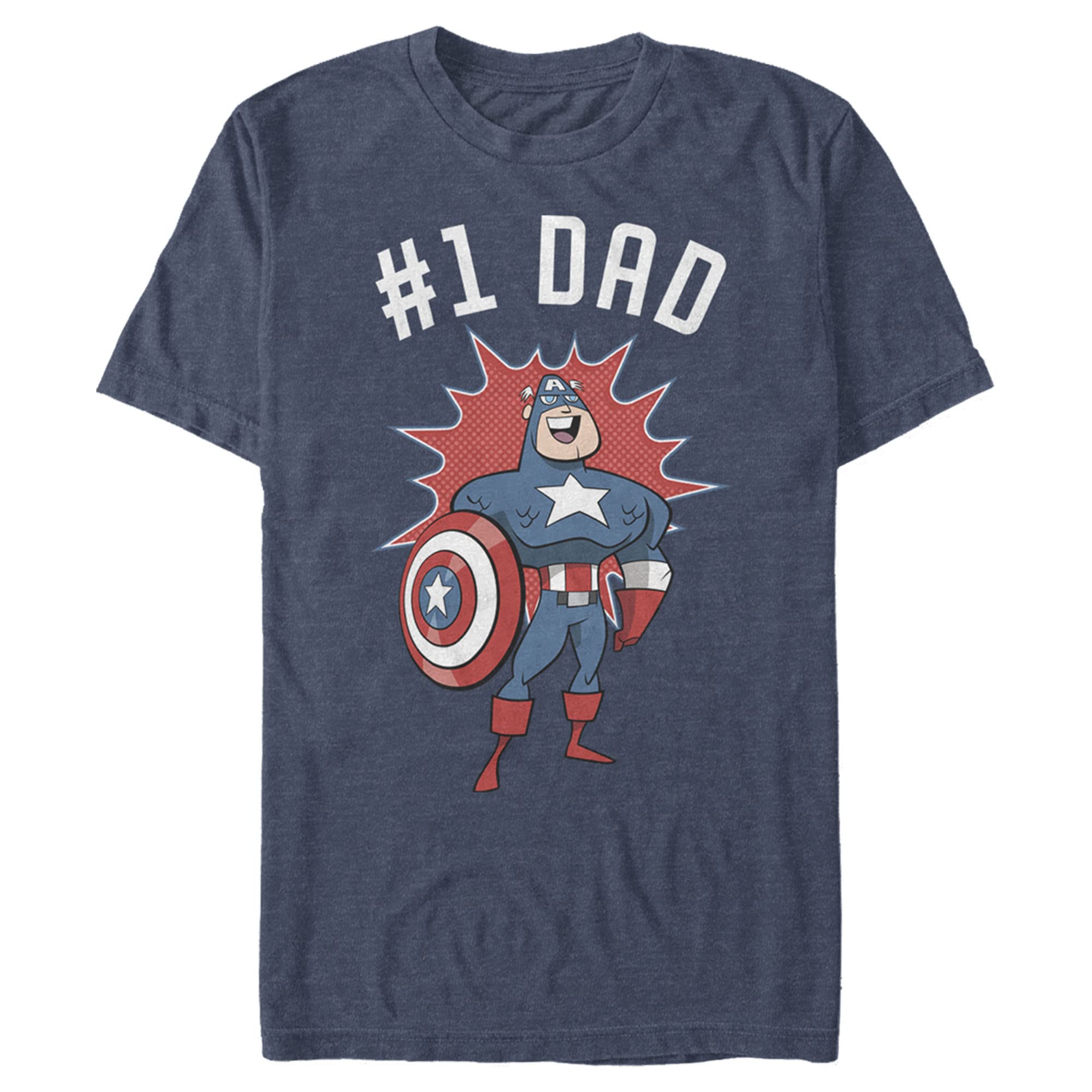 Marvel Captain America #1 Dad Cartoon Graphic T-Shirt for Men | Superhero Father's Day Gift | Casual Wear & Cosplay