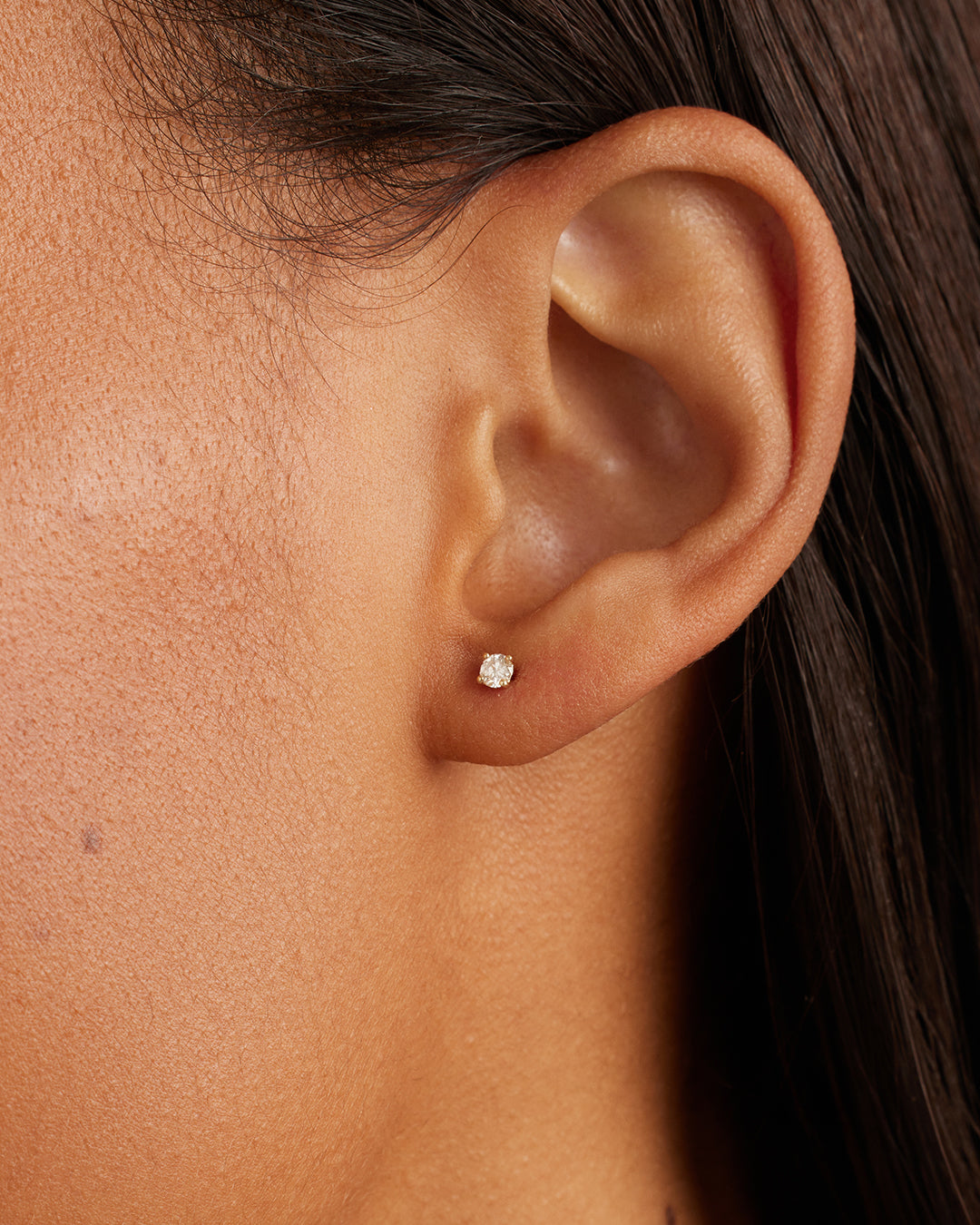 Diamond Solitaire Single Stud Earrings - 14K Gold or Sterling Silver - Perfect for Weddings, Anniversaries & Special Occasions