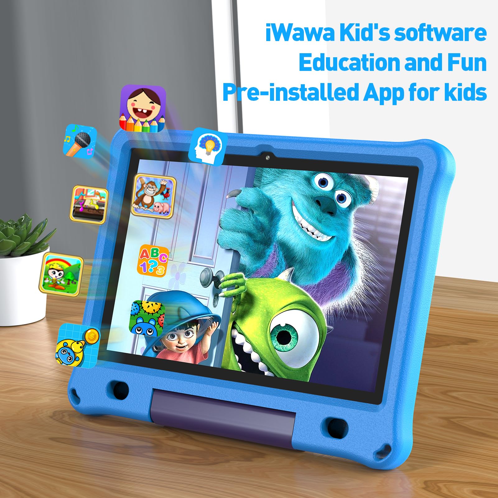 PRITOM 10 Inch Android 12 Kids Tablet - 3GB RAM 64GB Storage with Pre-Installed Educational Games & Parental Control - WiFi Enabled Child-Safe Tablet with Protective Case (Blue) - Perfect for Homeschooling, Online Learning & Family Entertainment