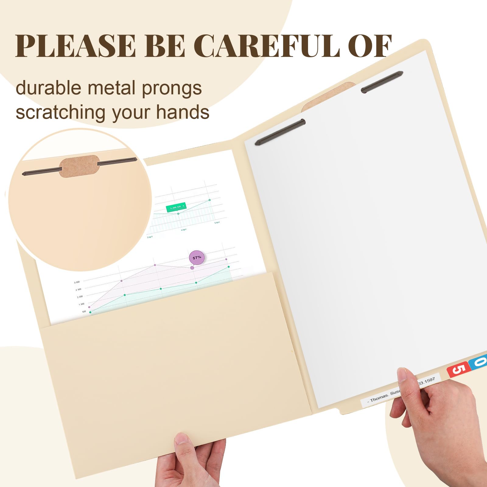 24 Pack Pressboard Classification Folders with Pockets - Large Manila End Tab Fastener File Folders with Prongs for Office, Medical Files, Documents & Reports (9.5 x 11 Inches) - Perfect for Organizing Employee Records, Client Files & Office Paperwork