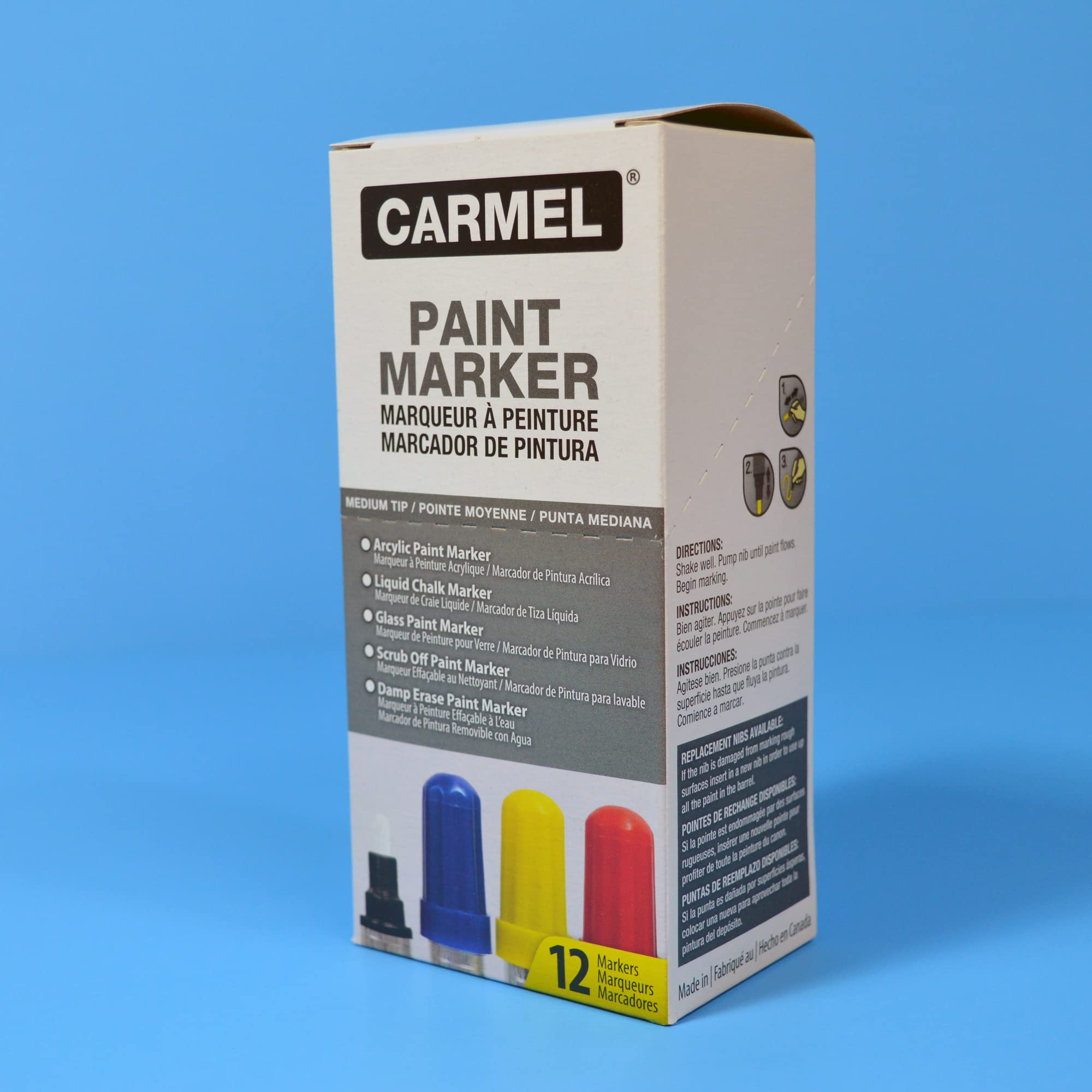 Premium Carmel Liquid Chalk Marker - Medium Tip, Light Blue - Non-Toxic, Vibrant & Erasable - Perfect for Restaurants, Cafes, Whiteboards & DIY Crafts