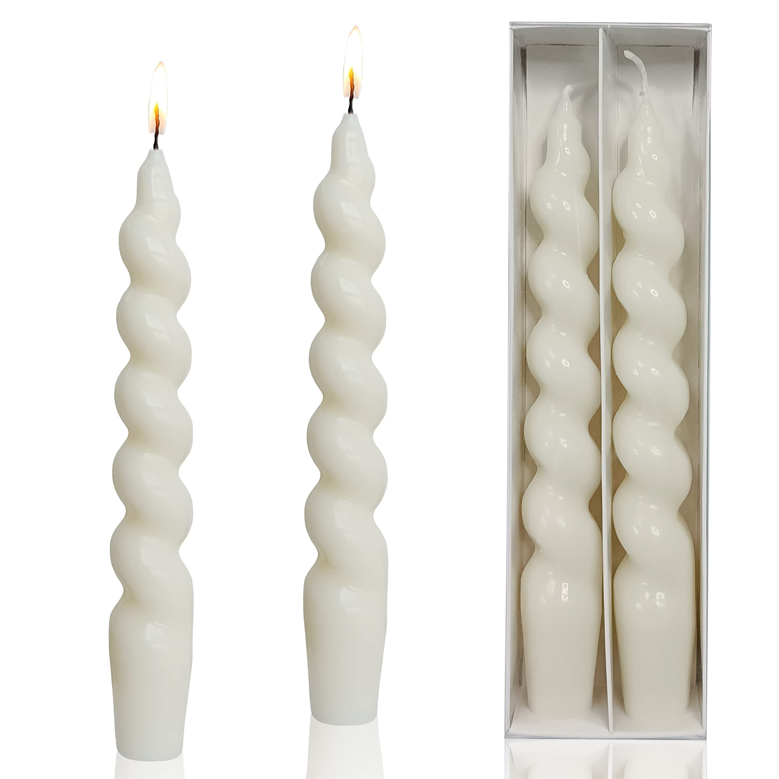 White Spiral Taper Candles 7.5