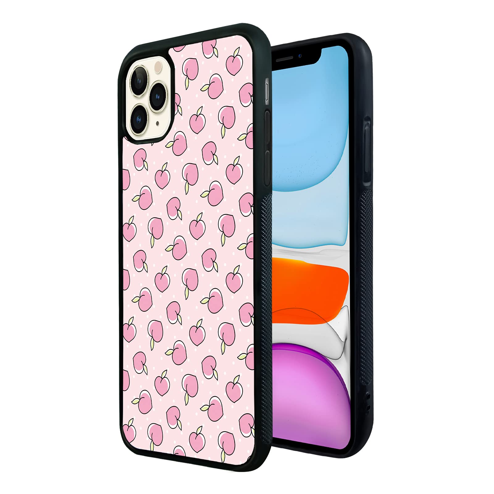 **Pink Peaches iPhone 11 Pro Case - Shockproof Protective TPU & Aluminum Cover for Women & Girls - Cute Tropical Design for Everyday Use & Travel**