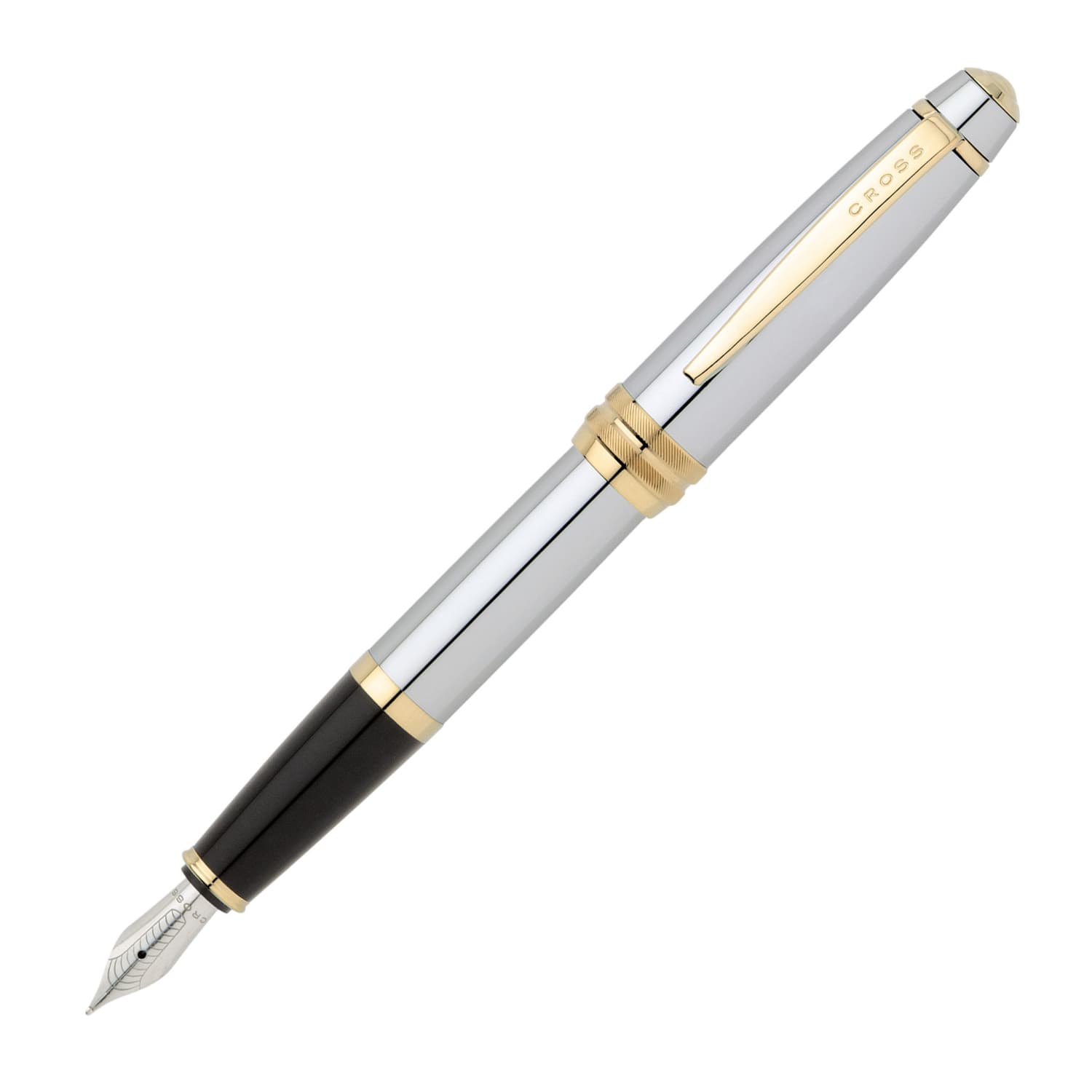 Premium Cross Bailey Fountain Pen - Medalist Chrome with Gold Trim, Medium Nib - Ideal for Writing, Journaling & Gift Giving