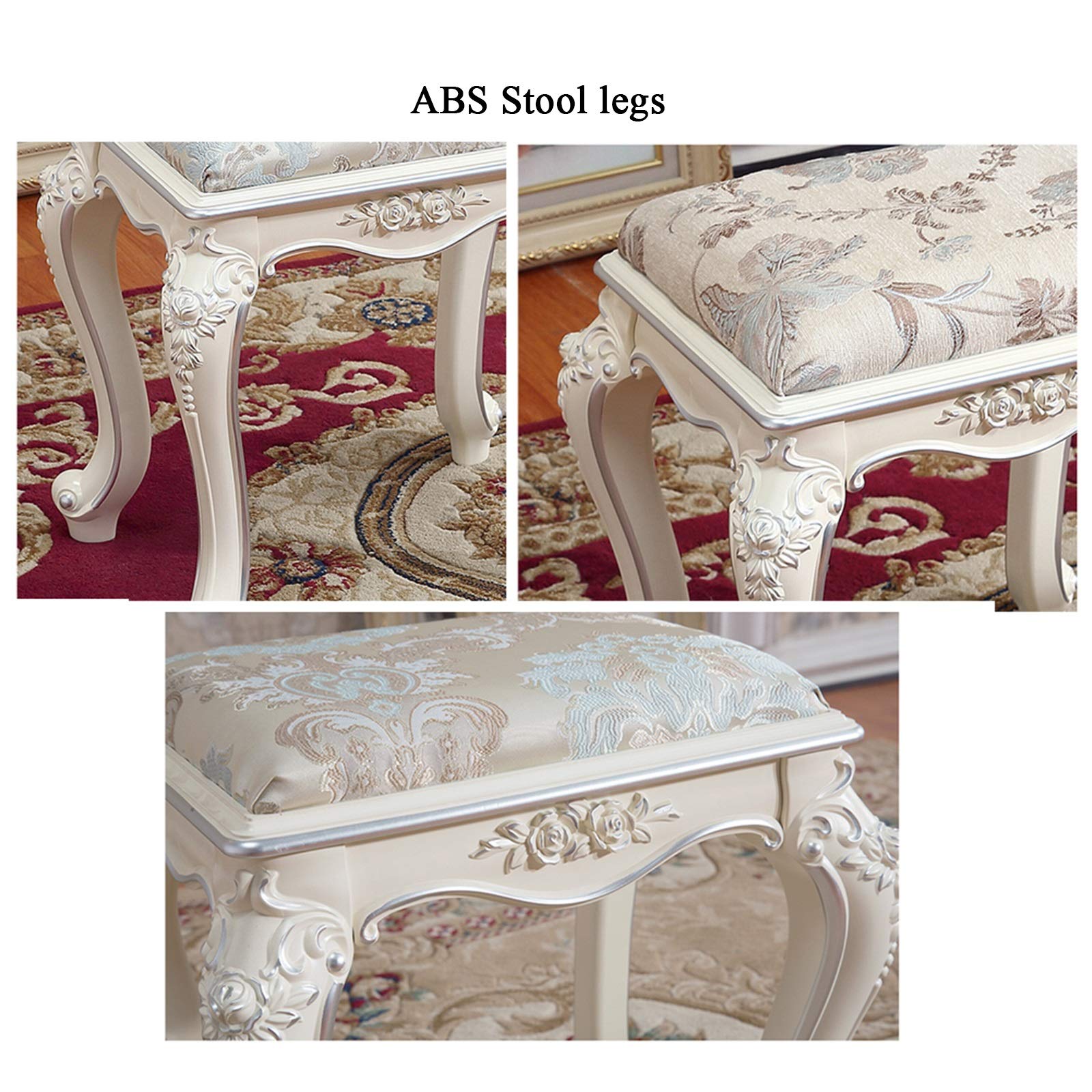 Thick Padded Vanity Stool - Makeup Chair for Bedroom & Bathroom