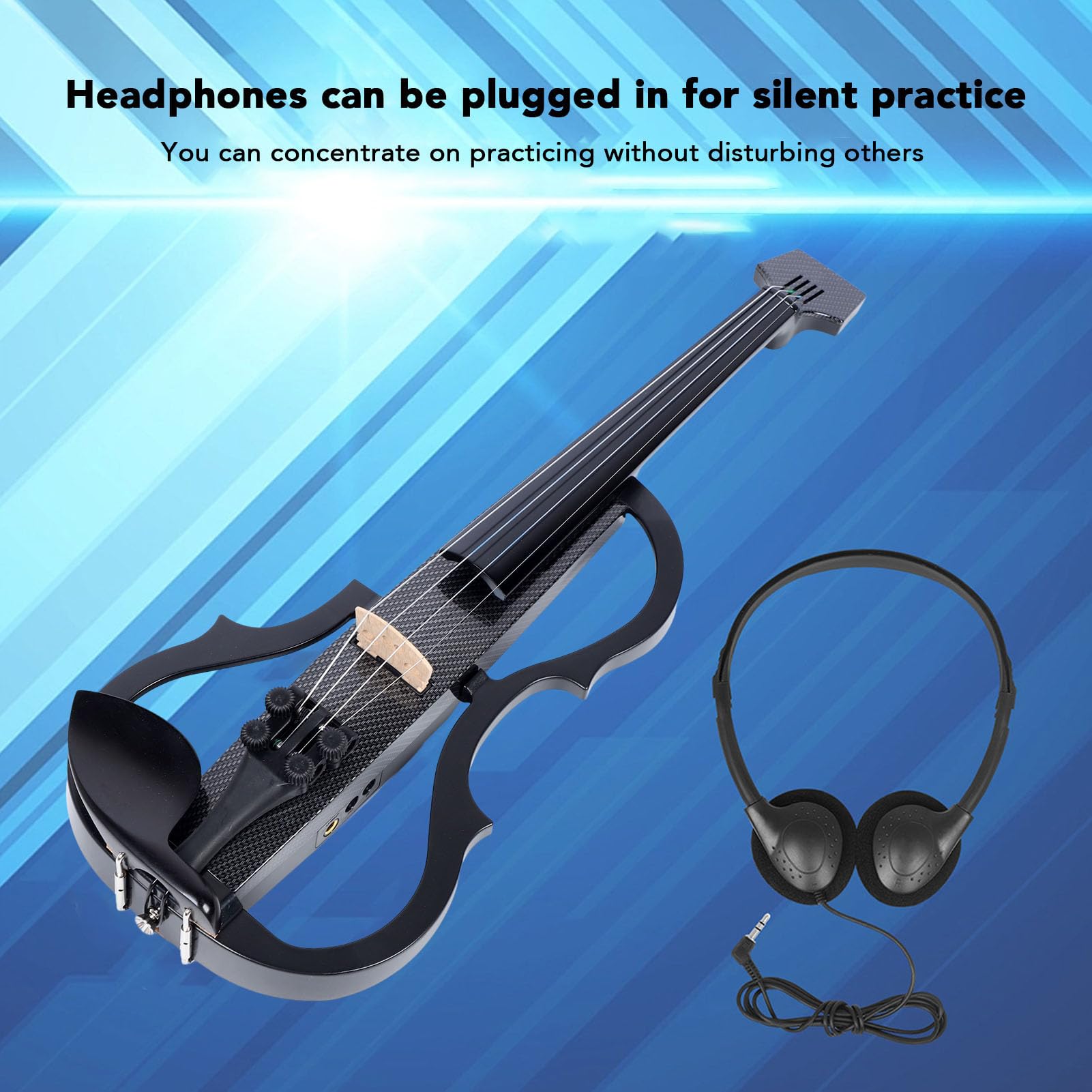 Professional Silent Electric Violin - Premium 4/4 Full Size Carbon Fiber & ABS Electric Fiddle with Pickup for Adults & Teens (Textured Black) | Perfect for Practice, Performances & Noise-Free Playing at Home