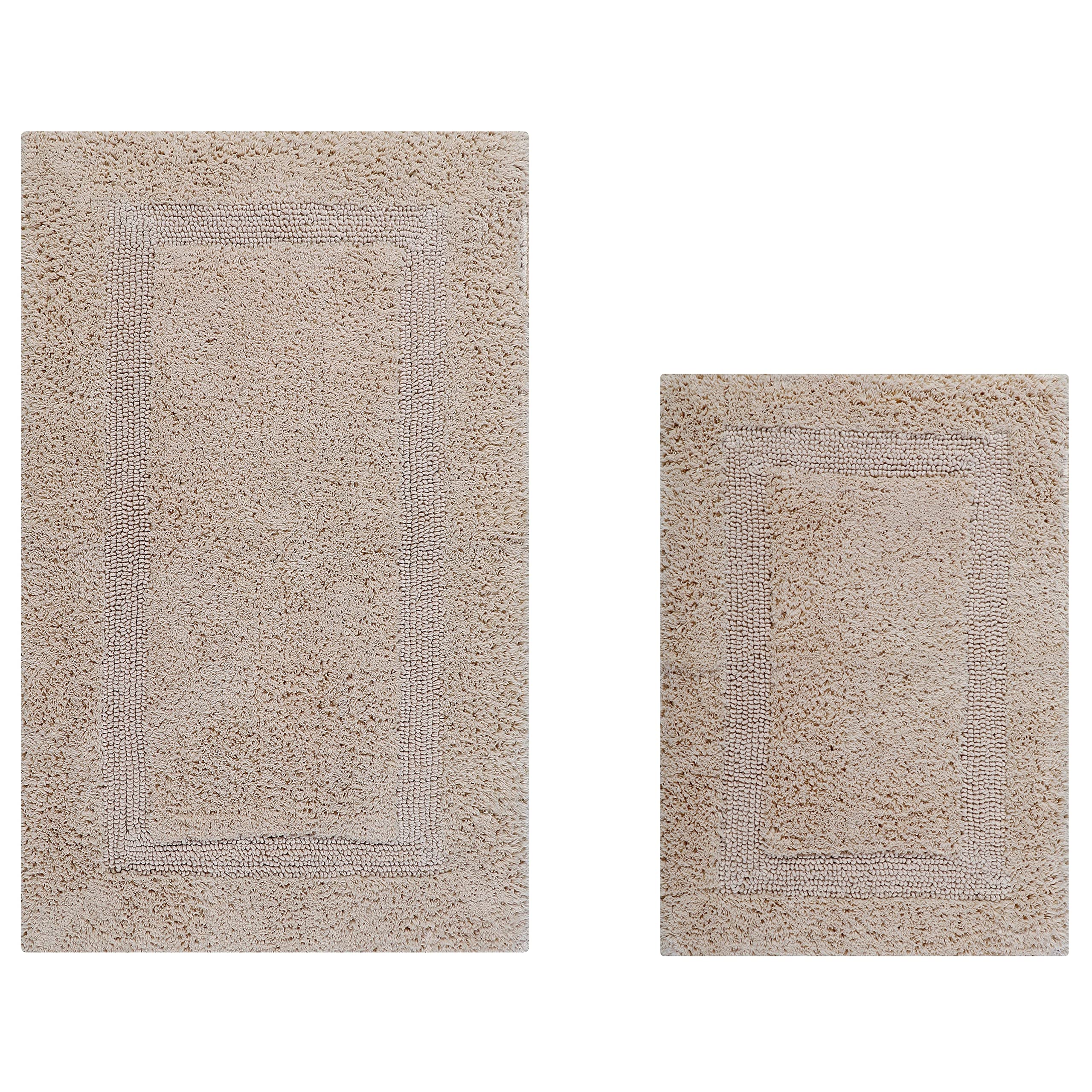 Better Trends 2-Piece Reversible Bathroom Rugs Set - Super Soft & Absorbent for Shower, Tub & Laundry Room