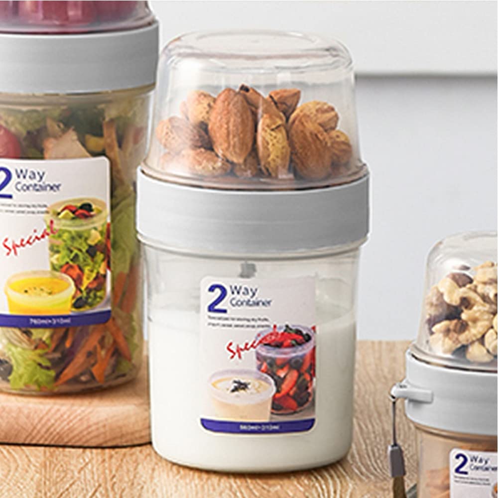 2-Way Leak-Proof Food Storage Container for Salads, Sauces, Fruits & Snacks - 560ml BPA-Free Plastic Lunch Box - Perfect for Meal Prep, Picnics & Office Lunches