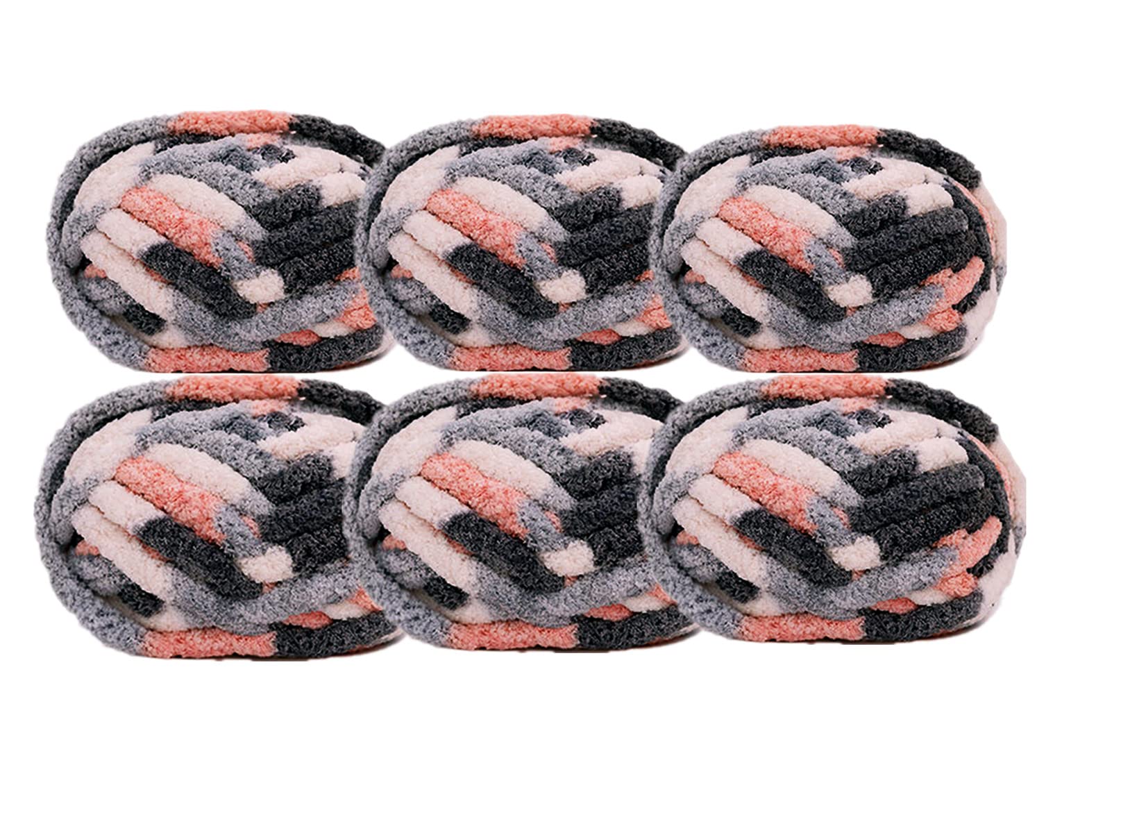 6 Pack Soft Chenille Chunky Yarn - 48oz Washable Arm Knitting Yarn for Blankets & Scarves - Jumbo Bulky Yarn in Multicolor Flower - Perfect for DIY Knitting, Crochet Projects & Home Decor