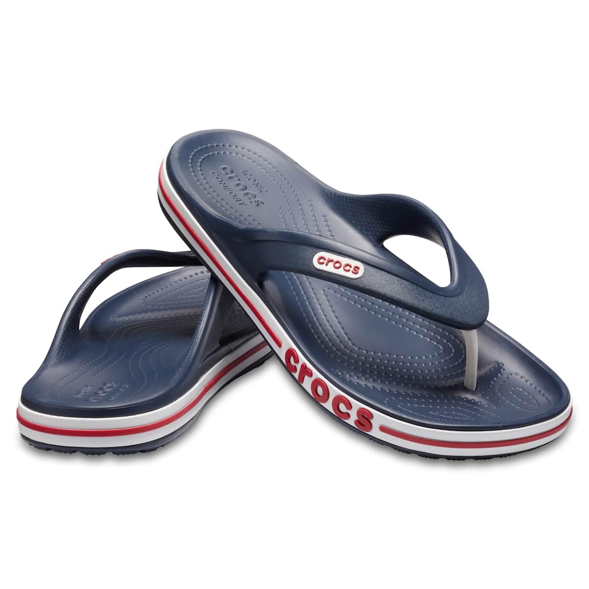 Crocs Men's and Women's Bayaband Flip Flops - Comfortable Casual Sandals for Beach, Pool & Shower | Lightweight Waterproof Slip-On Shoes for Summer Outdoor Activities