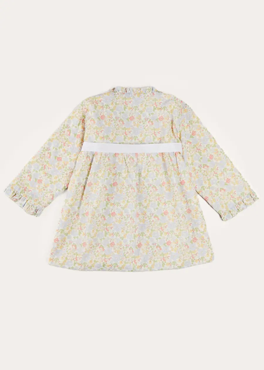 Clara Floral Bow Detail Dressing Gown for Girls - Soft Green Robe with Decorative Bow (Sizes 18 Months to 10 Years) | Perfect for Bath Time, Bedtime & Special Occasions