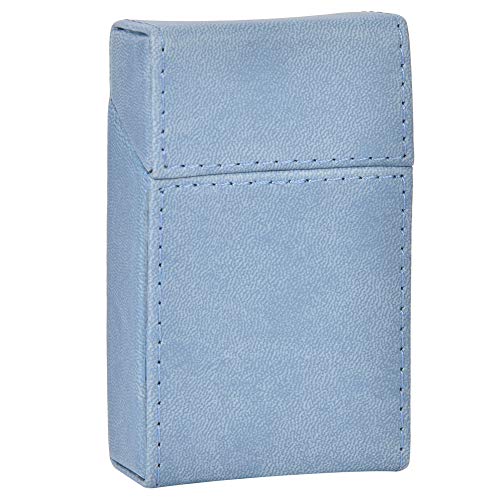 Premium Metal Cigarette Case - Compact & Portable 20 Cigarette Holder - Anti-Crush & Moisture Proof Travel Storage Box - Light Blue Cigarette Container for Men & Women - Perfect for Office, Travel & Outdoor Use