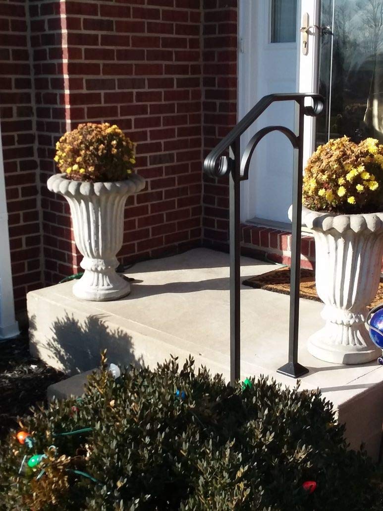 Iron X Handrail Arch #1 for Concrete Steps - Heavy Duty Steel Handrail Support - Perfect for Outdoor Stairs, Steps, and Entryways - Ideal for Home Safety and ADA Compliance
