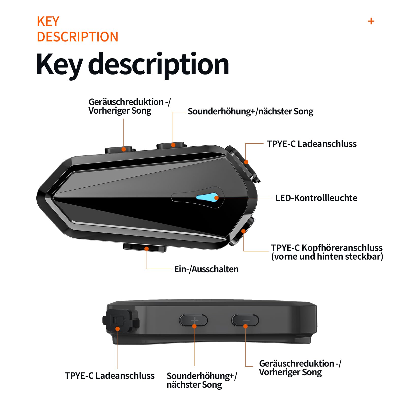 Motorcycle Helmet Bluetooth Headset with Auto Answer, EQ Sound Effects & 80H Playtime - Ultra Thin IP67 Waterproof Helmet Speakers for Cycling, Skiing & Riding - High Quality Audio for Commuting, Adventure & Outdoor Sports