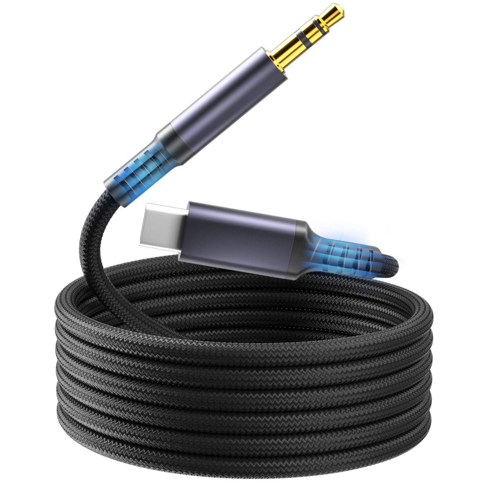 USB C to 3.5mm Aux Audio Cable 4.3ft - Type C to Headphone Jack Adapter for iPhone 16/15 Pro Max, Samsung Galaxy S24/S23/S22/S21, Pixel 4/5 XL - Car Audio, Home Stereo & Mobile Device Connectivity