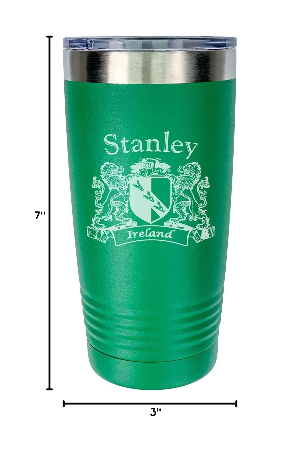 Stanley Irish Coat of Arms Stainless Steel Travel Mug - 20oz Insulated Green Tumbler with Lid for Coffee, Tea & Cold Drinks - Perfect for Camping, Office & Outdoor Adventures