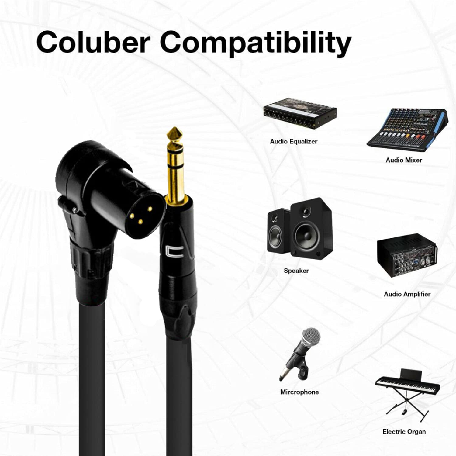 COLUBER CABLE 200ft Purple Right Angle XLR Male to 1/4