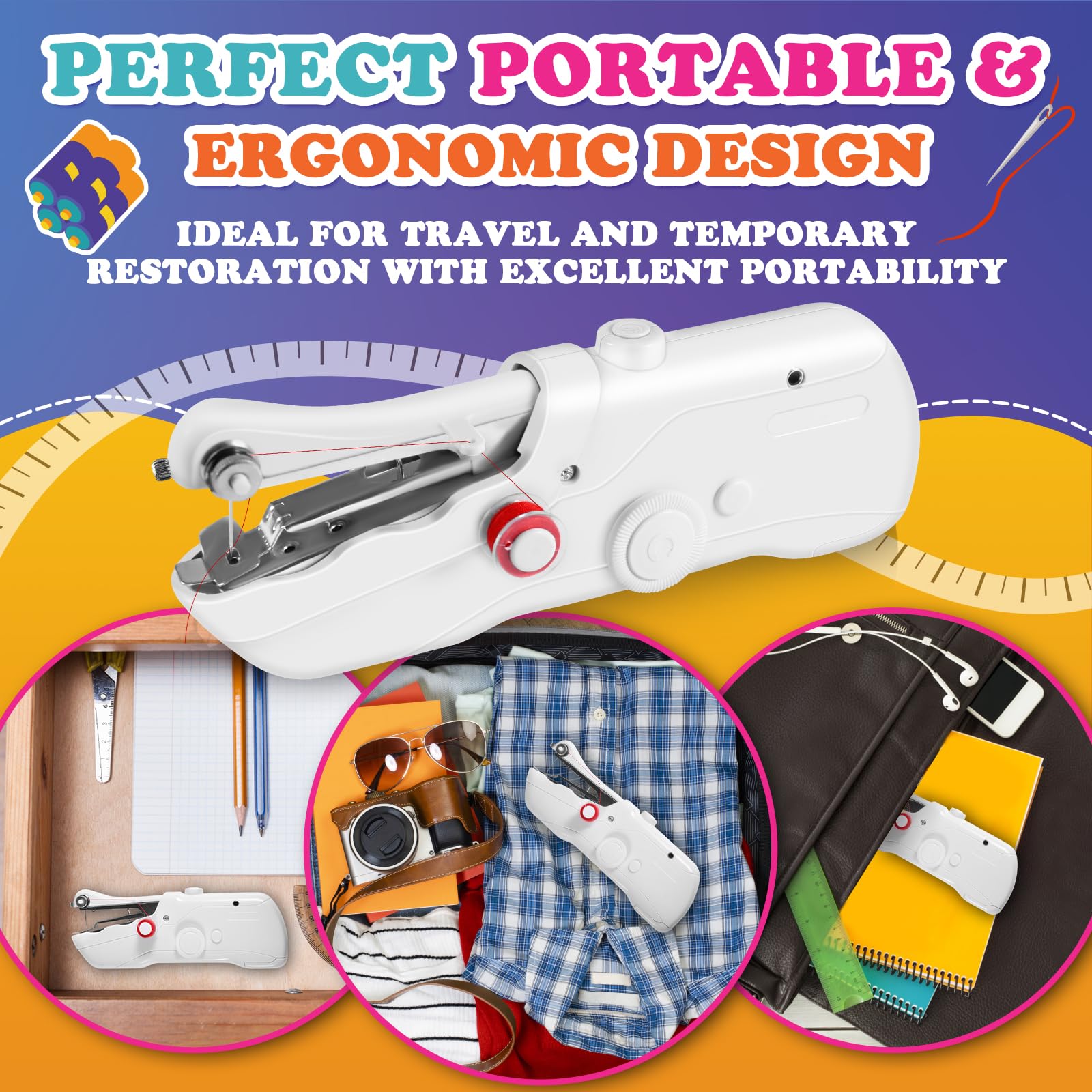 Portable Handheld Sewing Machine with Accessory Kit - Mini Electric Sewing Machine for Beginners, DIY Clothes Repair, Home & Travel Use - Quick Stitch for Fabrics, Emergency Repairs & Craft Projects