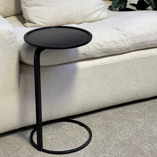 Small Round Side Table for Couch - Black End Table for Living Room, Bedroom & Office - Perfect for Holding Drinks, Books & Decor