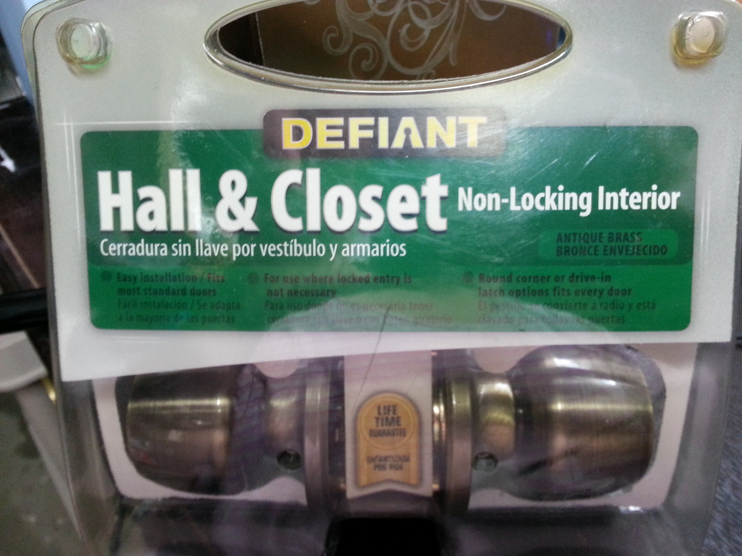 Defiant Non-Locking Hall & Closet Interior Door Knobs - Durable Brass Finish for Bedrooms, Bathrooms & Storage Rooms
