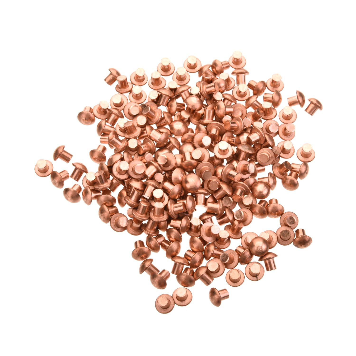 200Pcs Solid Copper Rivets Kit - 0.12in Dia x 0.12in Length Round Head M3 Fasteners for Electrical & DIY Projects - Durable Copper Finish for Jewelry Making, Leather Craft & Metal Fabrication