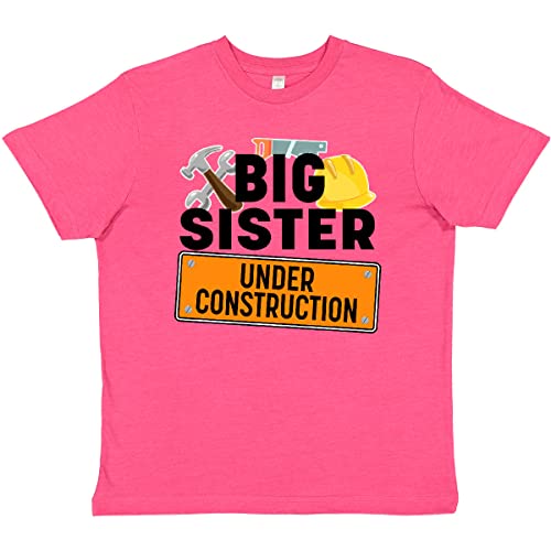 Inktastic Big Sister Under Construction Youth T-Shirt - Cute Sibling Gift for Girls, Toddler & Kids - Perfect for Birthday, Family Reunion & Matching Outfits