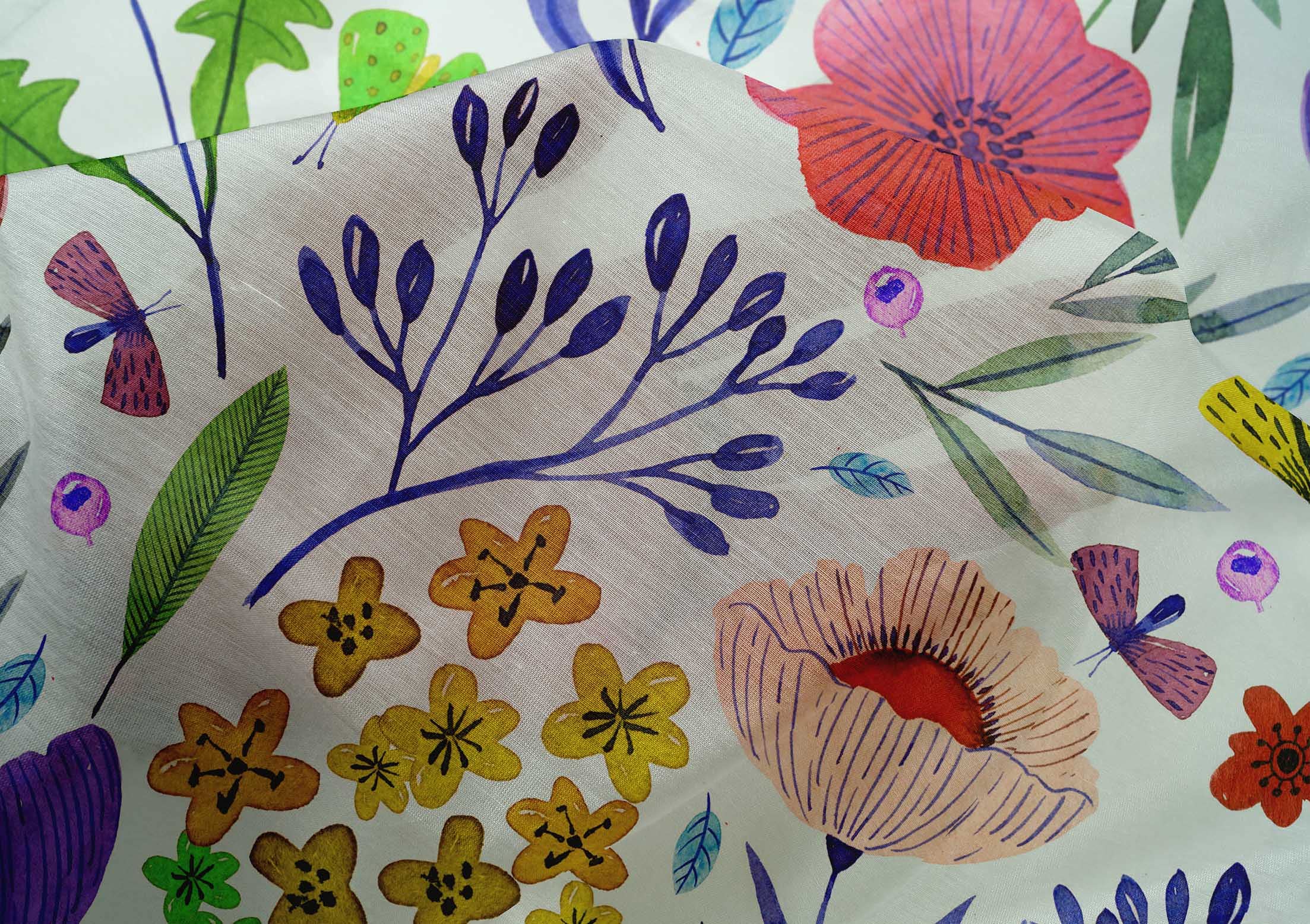 oneOone Cotton Silk Peach Fabric with Leaves & Clover Print - 42 Inch Wide DIY Sewing Material for Clothing, Dresses, Curtains & Home Decor Projects | Premium Fabric by The Yard