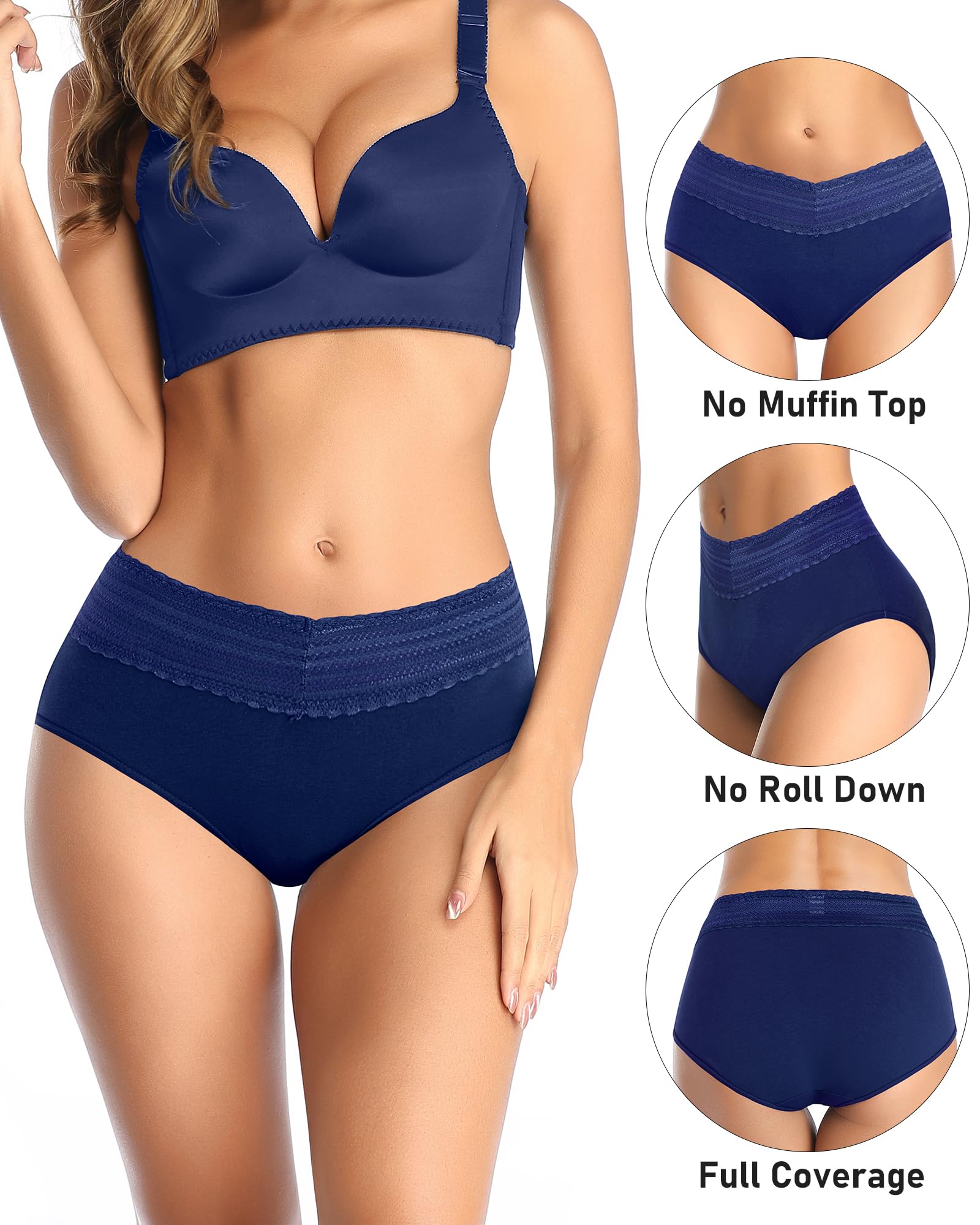 K-CHEONY Women's Cotton Underwear - Soft Lace Bikini Briefs, Comfortable Hipster Panties for Ladies | Perfect for Everyday Wear, Sleep & Lounge