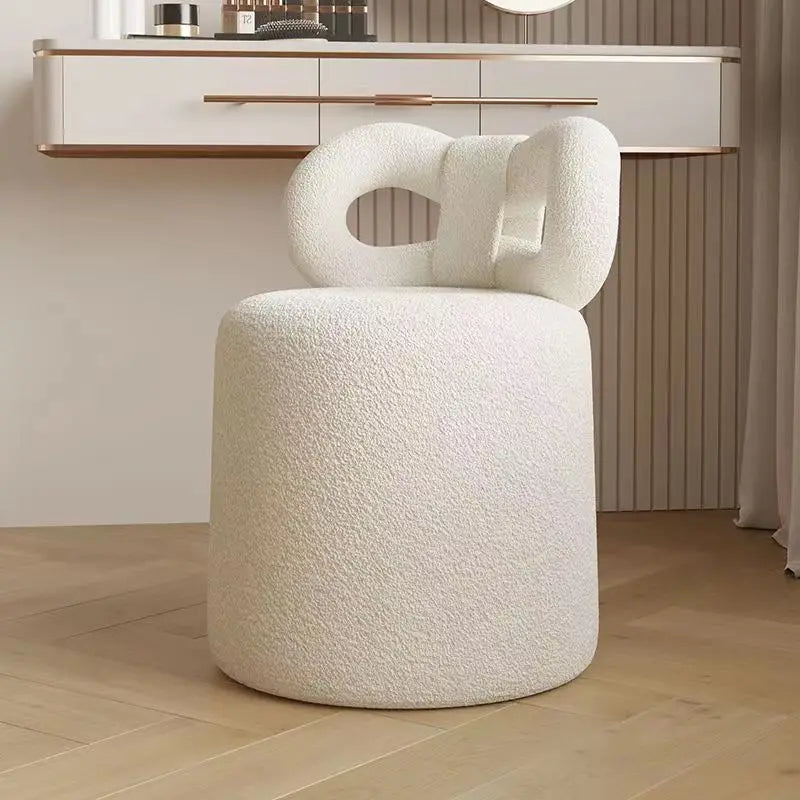 Luxury Cashmere Bow Backrest Stool - Soft & Comfortable Chair for Living Room, Bedroom, or Office - Elegant Home Decor & Seating Solution